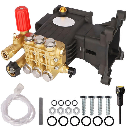 Biswing Pressure Washer Pump, 1" Shaft Horizontal Triplex Plunger, 4400 PSI Max, 4 GPM, Direct Drive Pump with Adjustment Unloader, Replacement Pumps for Cold Water Gas Power Pressure Washer