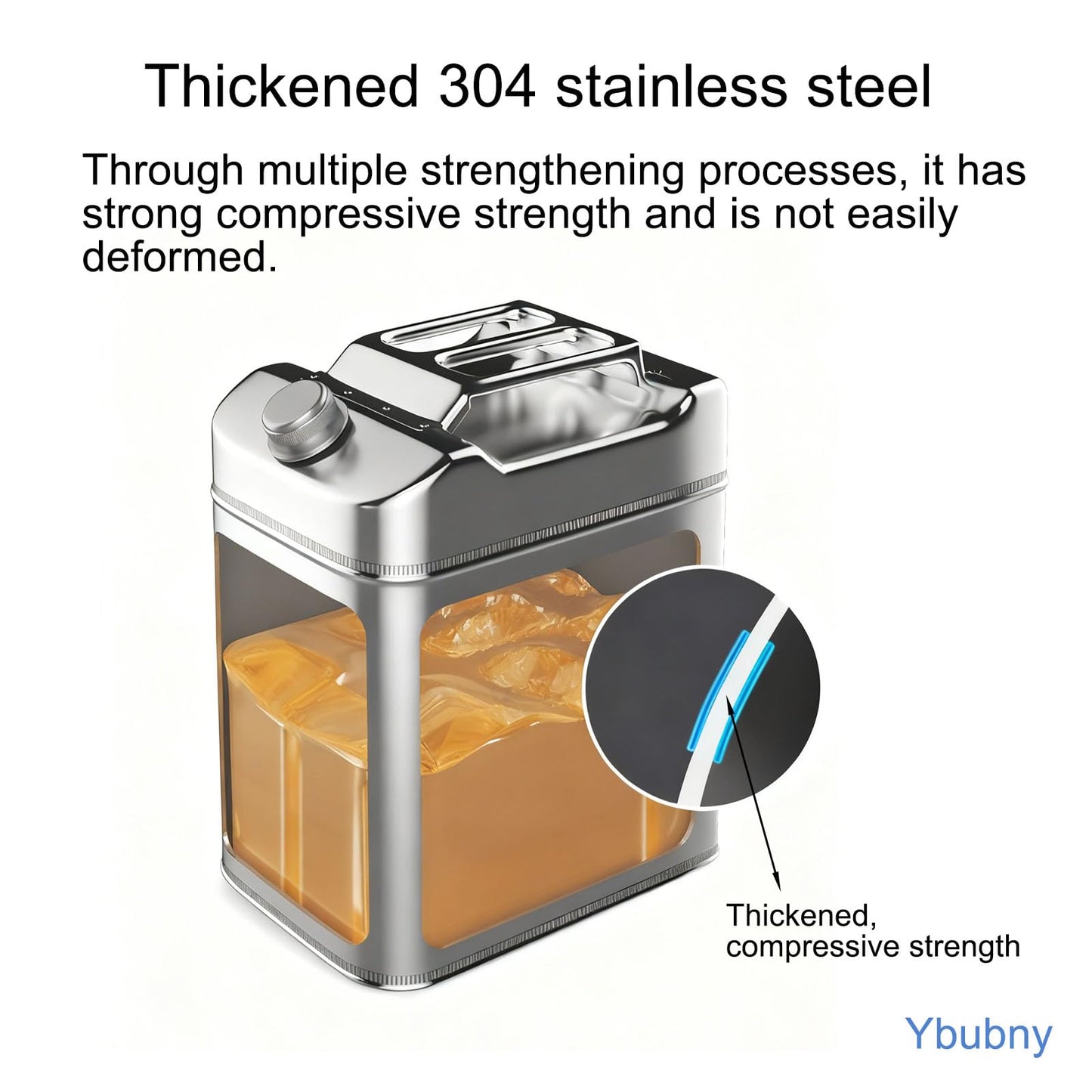 13.2 Gallon 304 Stainless Steel Water Container，Stainless Steel Water Storage , With Flexible Spout/Nozzle System Pressure Relief Valve Safety Configuration，Camping Emergency Storage,Home and Outdoor