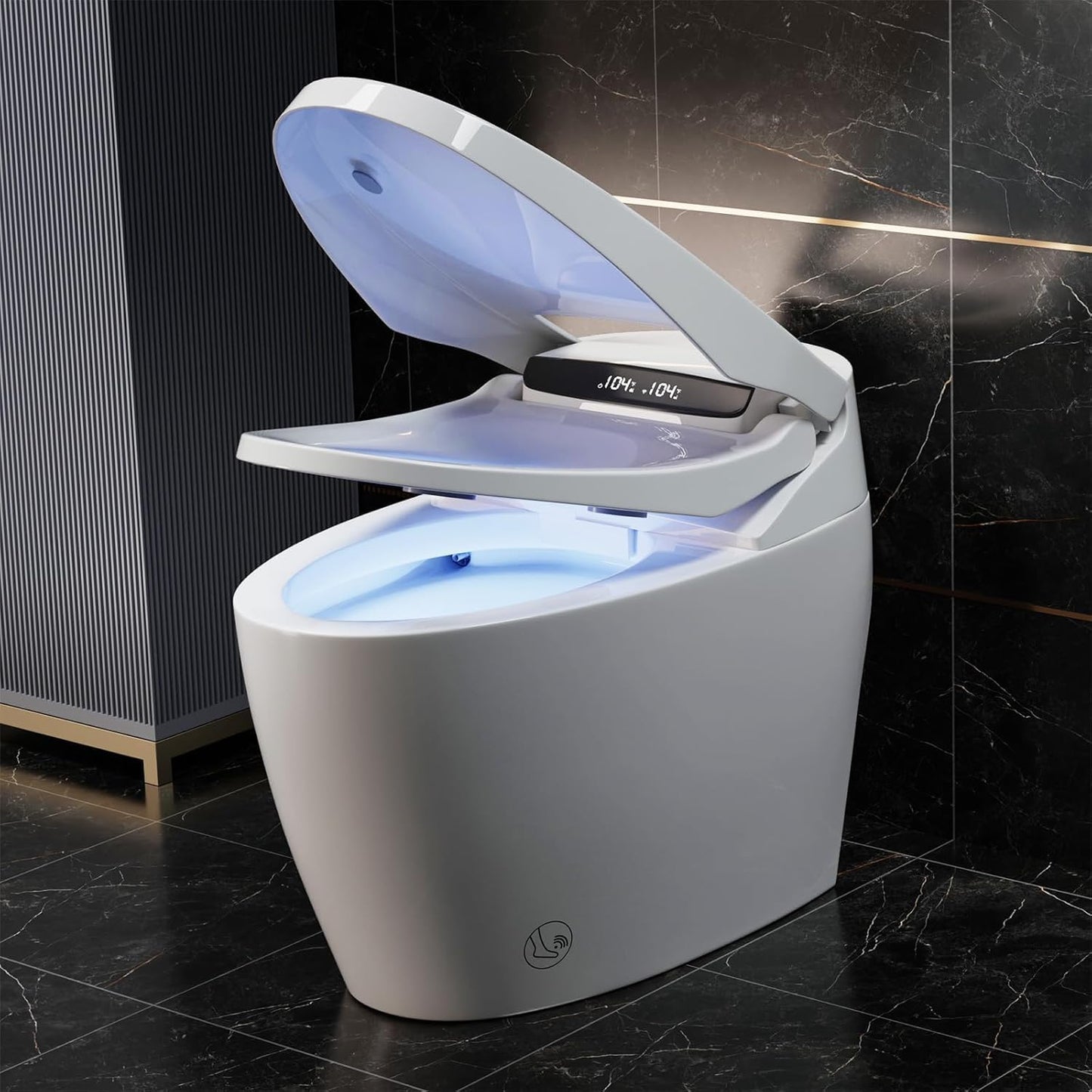 Smart Toilet with Bidet Built in, Automatic Smart Toilet with Foam Shield and Touchless Auto Open/Close Lid, Tankless Elongated One Piece Toilet with Warm Water Heated Seat Dryer for Bathroom