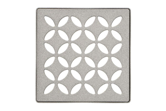 Schluter Kerdi-Drain Grate Kit with Integrated Slope Bonding Flange - Ideal for Bathroom or Wet Rooms - 4" Stone Grey Floral, Adjustable - KDIF4GRKTSSGD5