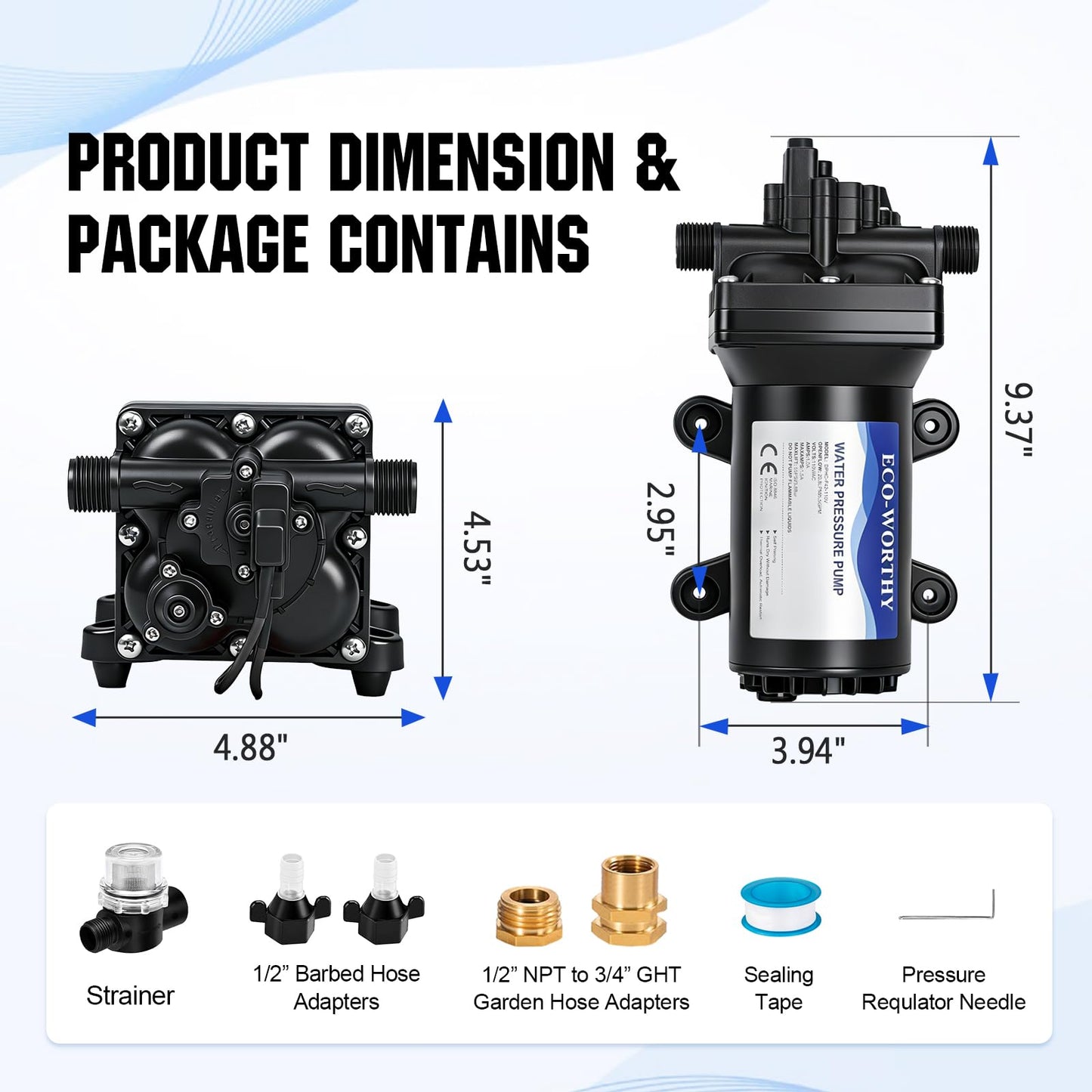 ECO-WORTHY 110V AC Fresh Transfer Diaphragm Water Pump On Demand 5.5GPM 70PSI High Pressure Water Booster Pump 110 Volt with Pressure Switch for Irrigation Garden Hose Sprinkler Home RV