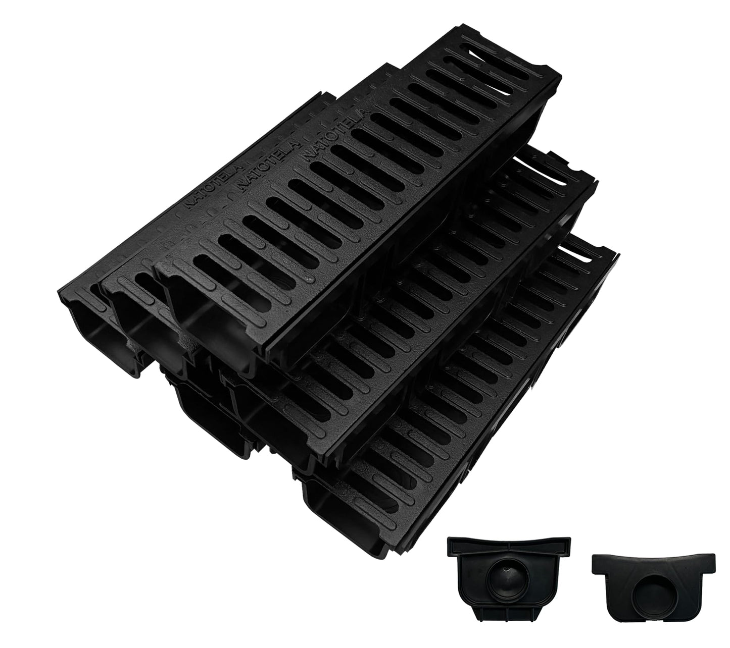 Natotela B Class Driveway Channel Drain with Ductile Iron Grate-19.7Lx5.5Wx3.9H in. Trench Drain System,6 Pack Total Length 118.2in,Heavy Duty Trench Drainage for Garage,Parking Lot,Concrete