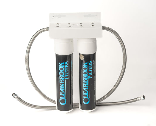Clearbrook 12-Inch Dual Filter System, Fluoride & Gen4 Filters, Under Sink Water Filter, Dual Stage Filtration, Kitchen Sink Compatible, 8K Gallons Capacity, Quick Install