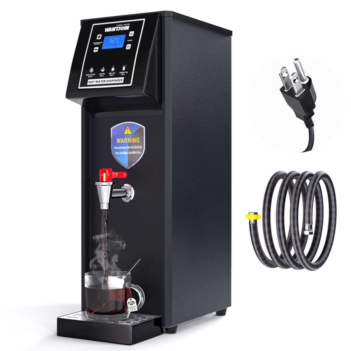 WantJoin commercial hot water dispenser - Electric Water Boiler 30L(7.9GAL)/Hour Adjustable Temperature Control 32°F - 198°F for Coffee Boba Tea Shop Office, 1600W
