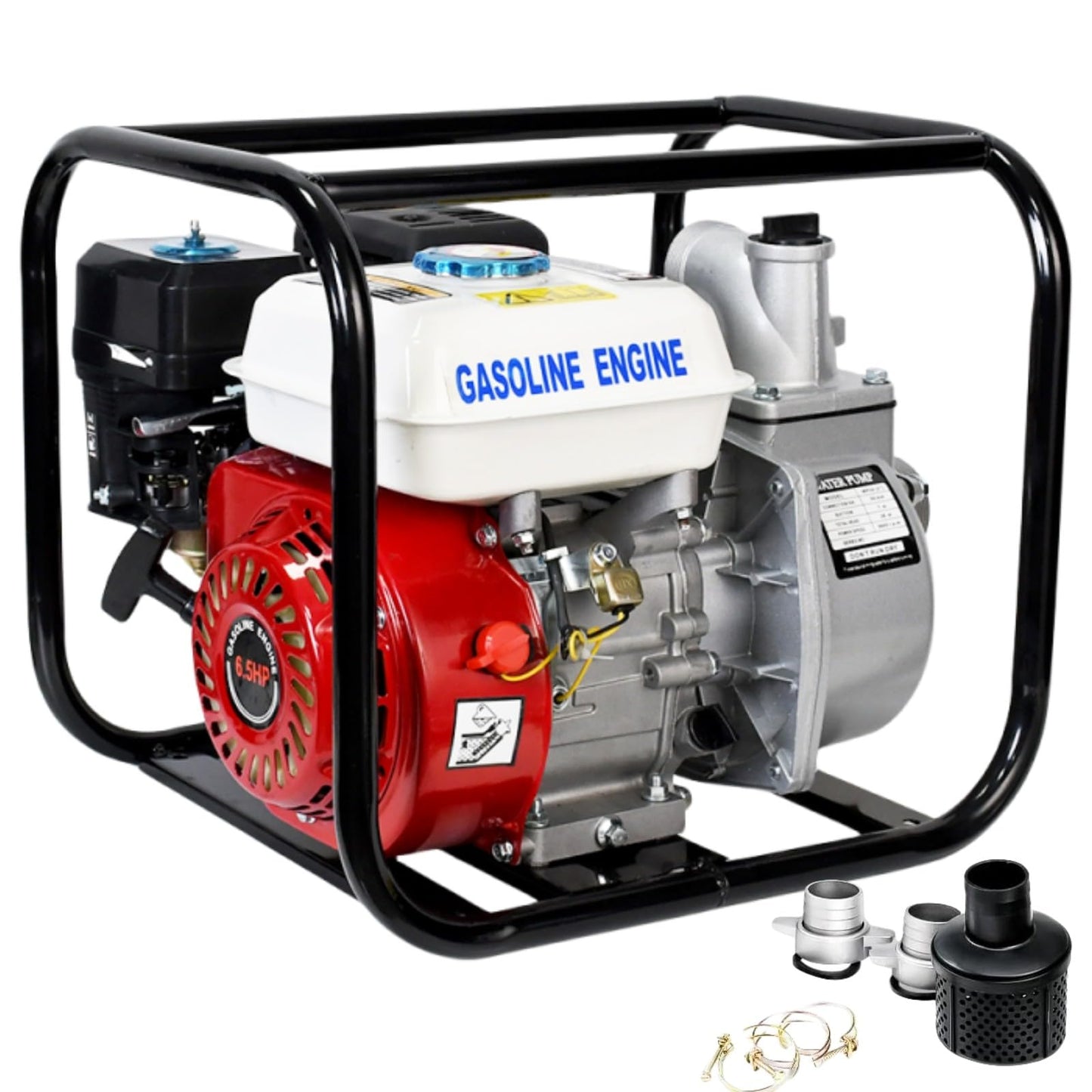 DC HOUSE 2" 6.5 HP 4-Stroke Gas Powered Semi-Trash Water Pump, 212cc 4-Cycle 158GPM High Flow Rate 26.2FT Suction 105FT Lift, High-Pressure Gasoline Transfer Pump