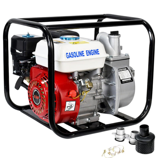 DC HOUSE 2" 6.5 HP 4-Stroke Gas Powered Semi-Trash Water Pump, 212cc 4-Cycle 158GPM High Flow Rate 26.2FT Suction 105FT Lift, High-Pressure Gasoline Transfer Pump