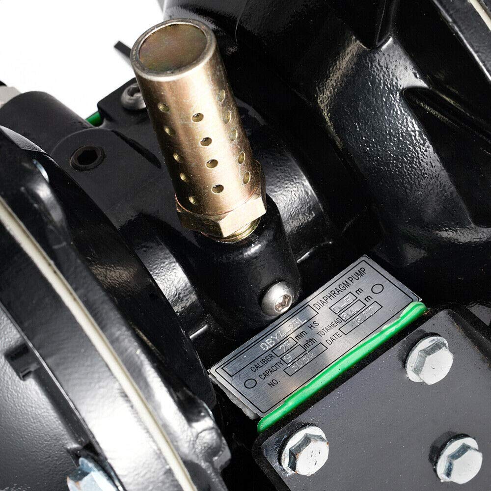 Cozyel Air-Operated Diaphragm Pump Double Diaphragm Pump 1 inch Inlet & Outlet, Dual Diaphragm Air Pump Aluminum 35 GPM Max 120PSI, QBY4-25L