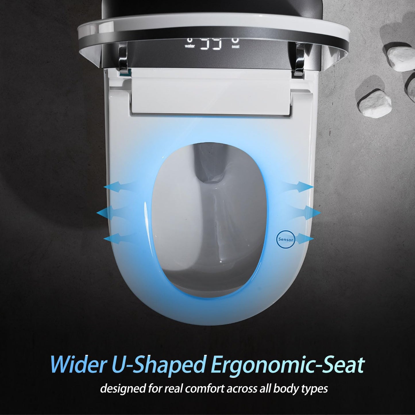 VIPOOO Smart Toilet with Bidet Built In- Auto Open/Close Lid, User Definition, Foot Sensor Flush, Heated Seat, Warm Water Dryer, Electric Power Flush Toilet VIP-U02MAX