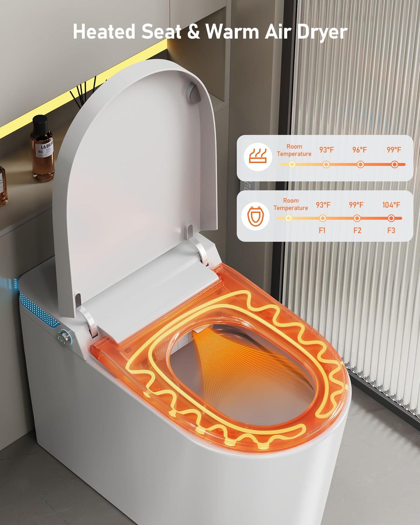 Smart Toilet with Bidet Built-In-Tank: Water Temp Adjustable Bidet Toilet with Child Seat, Heated Seat Modern Toilet, One Piece Toilets with Dryer Remote Foot Sensor Foam, Auto Lid&Seat, ADA Comfort