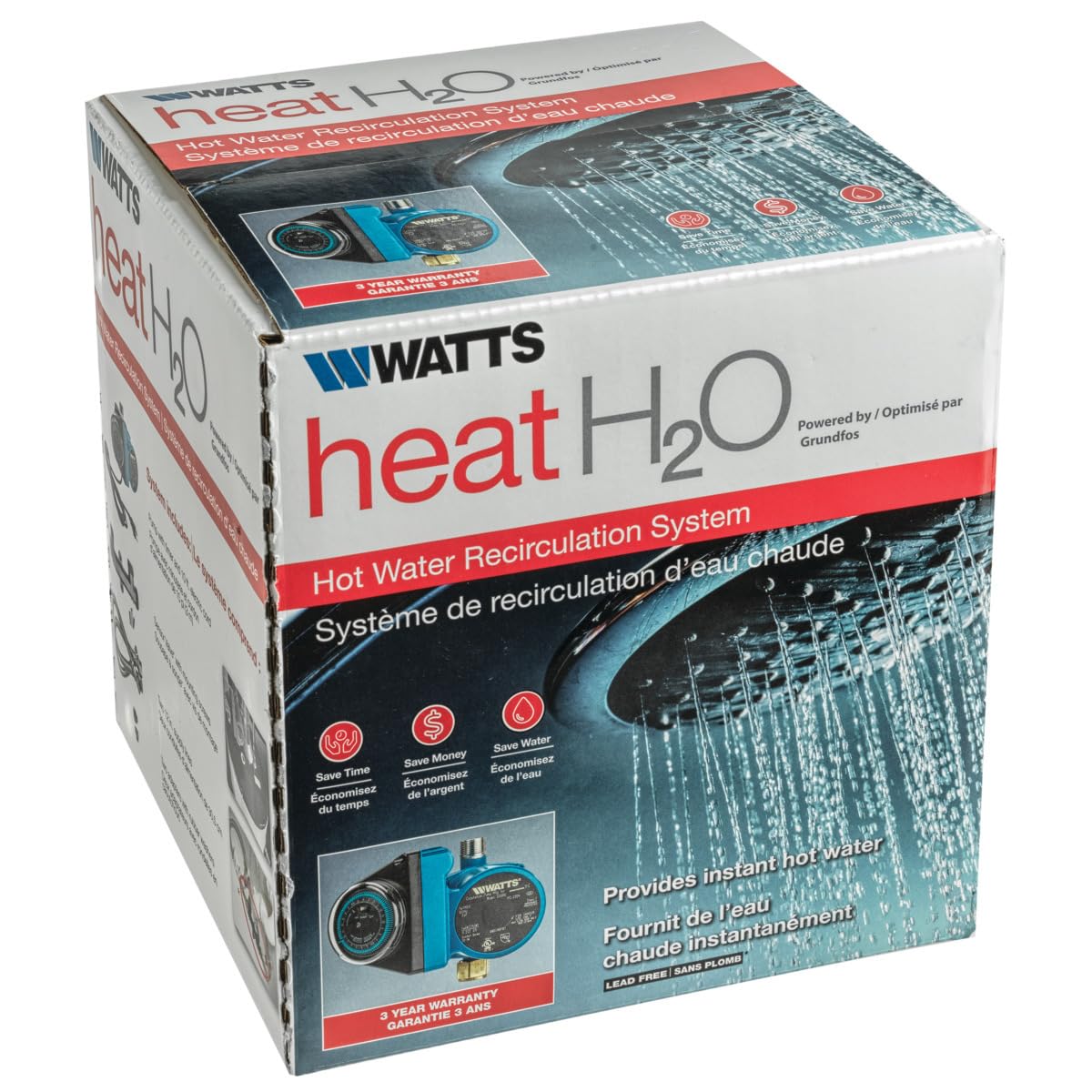 Watts Heat H2O Hot Water Recirculation System w/Programmable Timer, Instant Hot Water, 3 Year Warranty, Pump, 2 Adapters, Sensor Valve, Mounting Screws, 2 Supply Lines, Easy DIY Install (0955805)