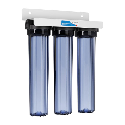 Max Water 3 Stage 20" x 2.5" Whole House Clear Water Filter System Without Filters