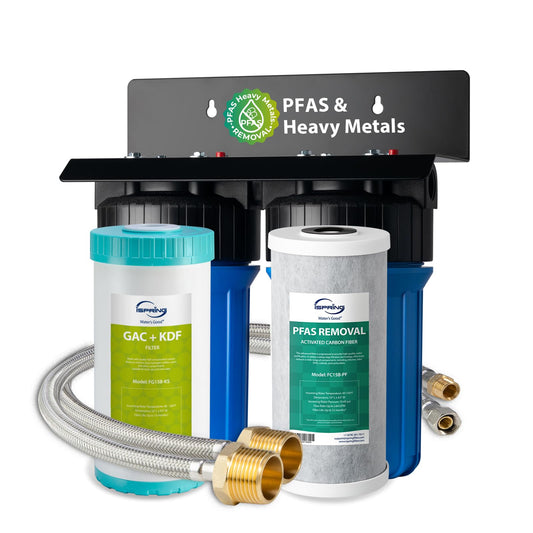 iSpring US21B-PF 2-Stage Under Sink Water Filter System, No Drilling Required, SGS-Tested to Removes up to 99% PFAS, Reduces Sediment, Chlorine, Taste & Odor, Up to 50,000 Gallons