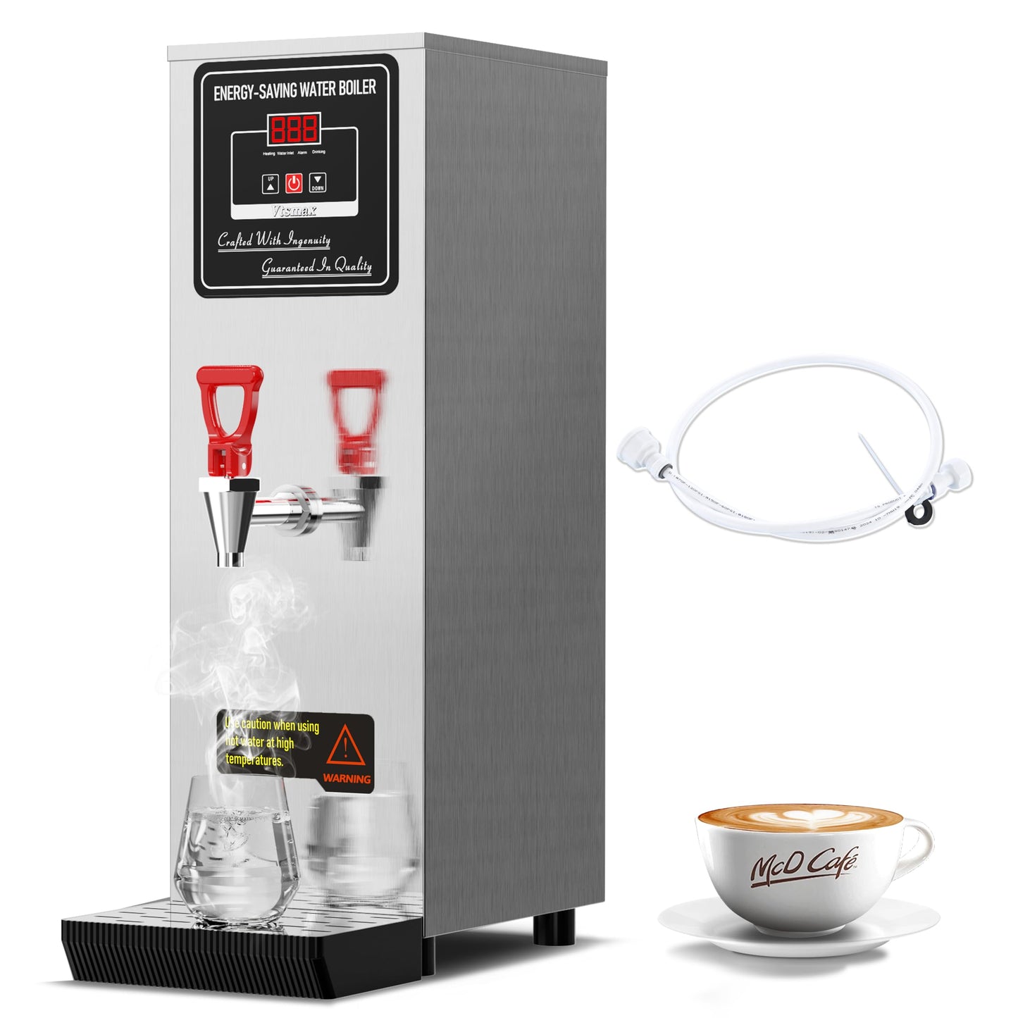 Vtsmax 2000W Commercial Hot Water Dispenser Countertop, 25L(6.6Gal) /H Energy-Saving Stainless Steel Water Boiler with 32°F-212°F Temperature Control for Boba Tea Office Restaurant Hotel, Silver