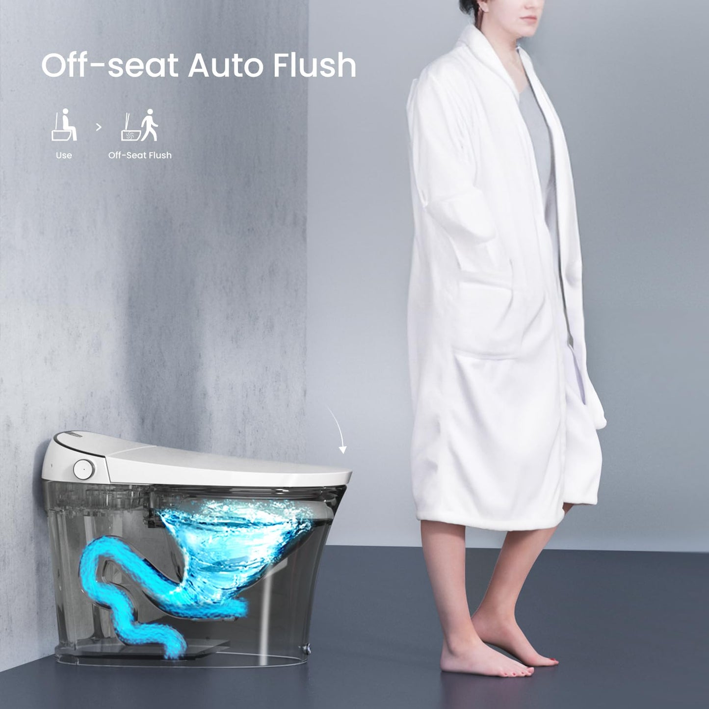AKNIRL Smart Toilet with Bidet Built in, Luxury Bidet Toilet with Tank, Foam Dispenser for Self-Cleaning Shield, Heated Seat, Instant Warm Water & Dryer, Pump-Assist & Kick Flush, Digital Display