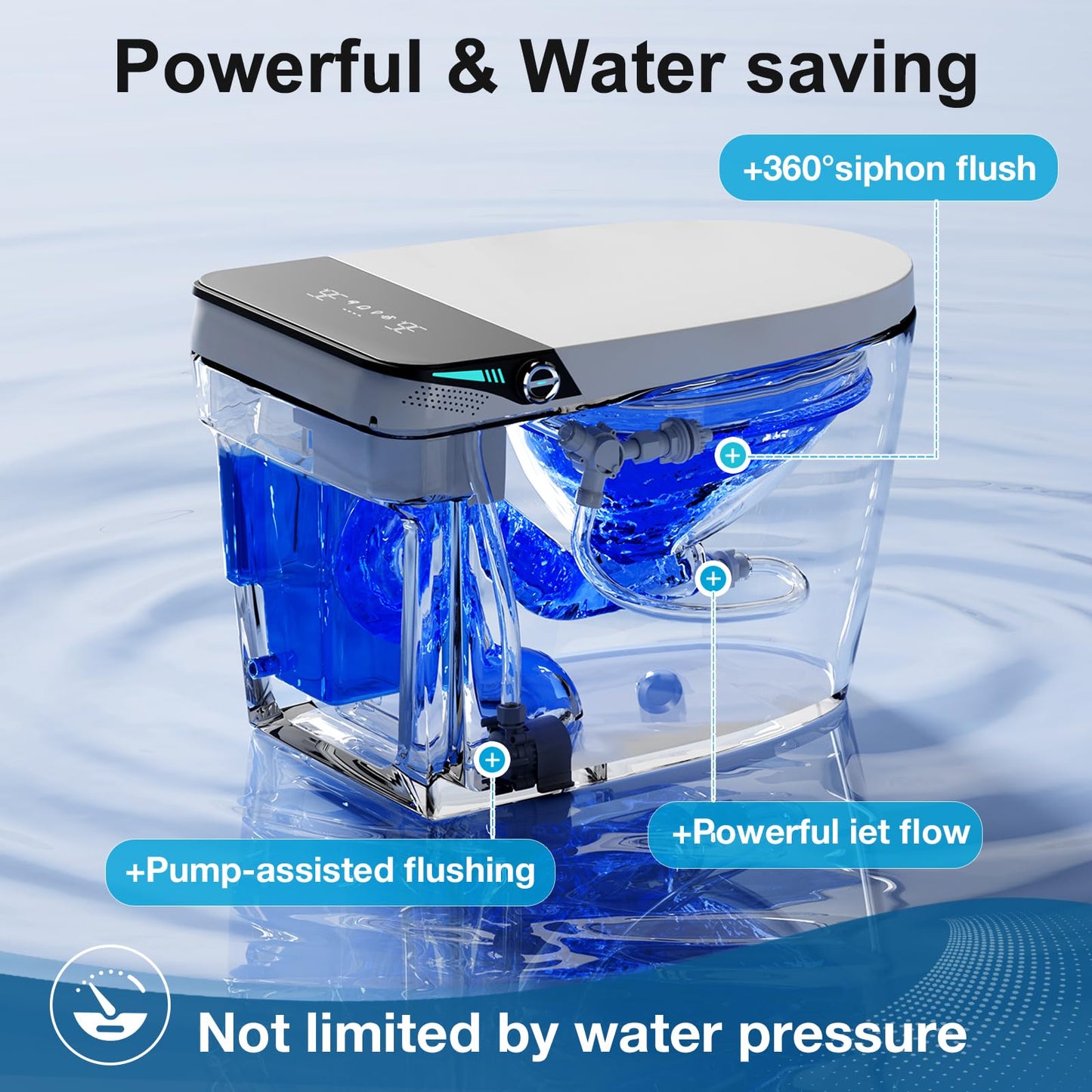 Smart Bidet Toilet, One Piece Elongated Heated Toilet with Auto Open Close,Auto Flush,Foot Sensor,Warm Water Wash,Air Dryer,Self-Cleaning Nozzle,ADA Compliant Height, Tankless Modern Bathroom Toilet