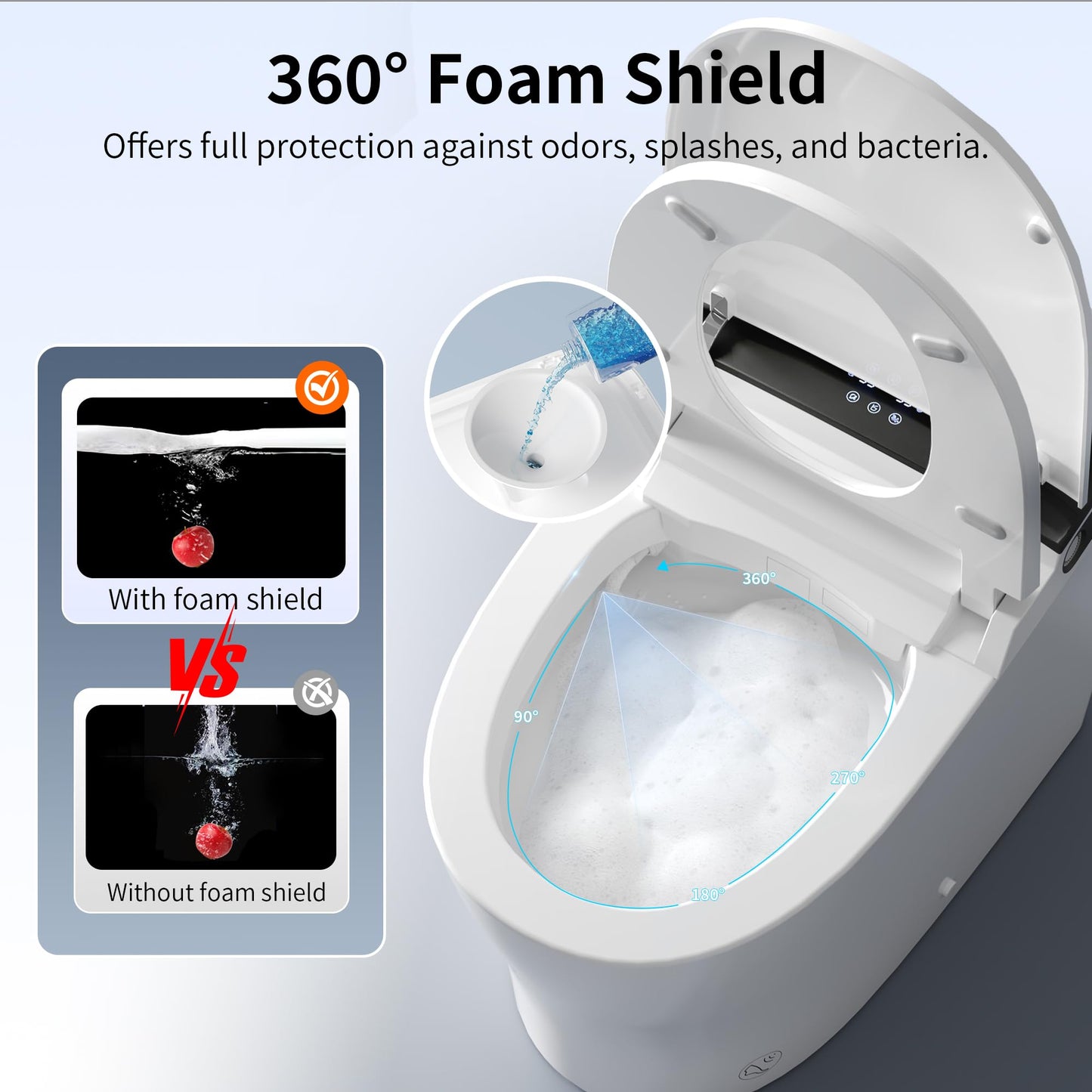DeerValley Smart Toilet, Customizable Spa Wash, 1000g MaP Auto Flush, Pump Assisted, Foam Shield, Heated Seat, Instant Warm Water, Dryer, Deodorization, ADA Comfort Height for Modern Bathroom Upgrade