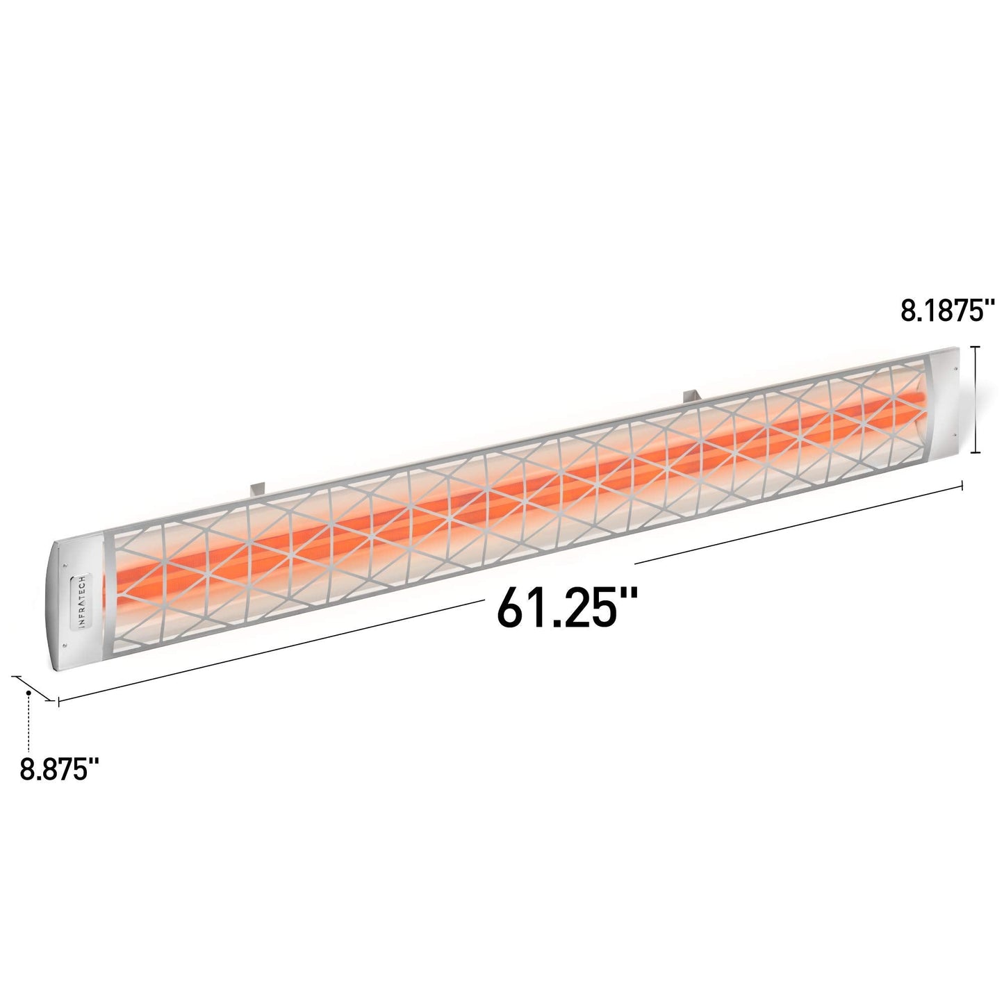 Infratech CD-6024 Stainless Steel 61.25” Dual Element Heater 6000 Watt 240 Volt with Stainless Steel Contemporary Fascia