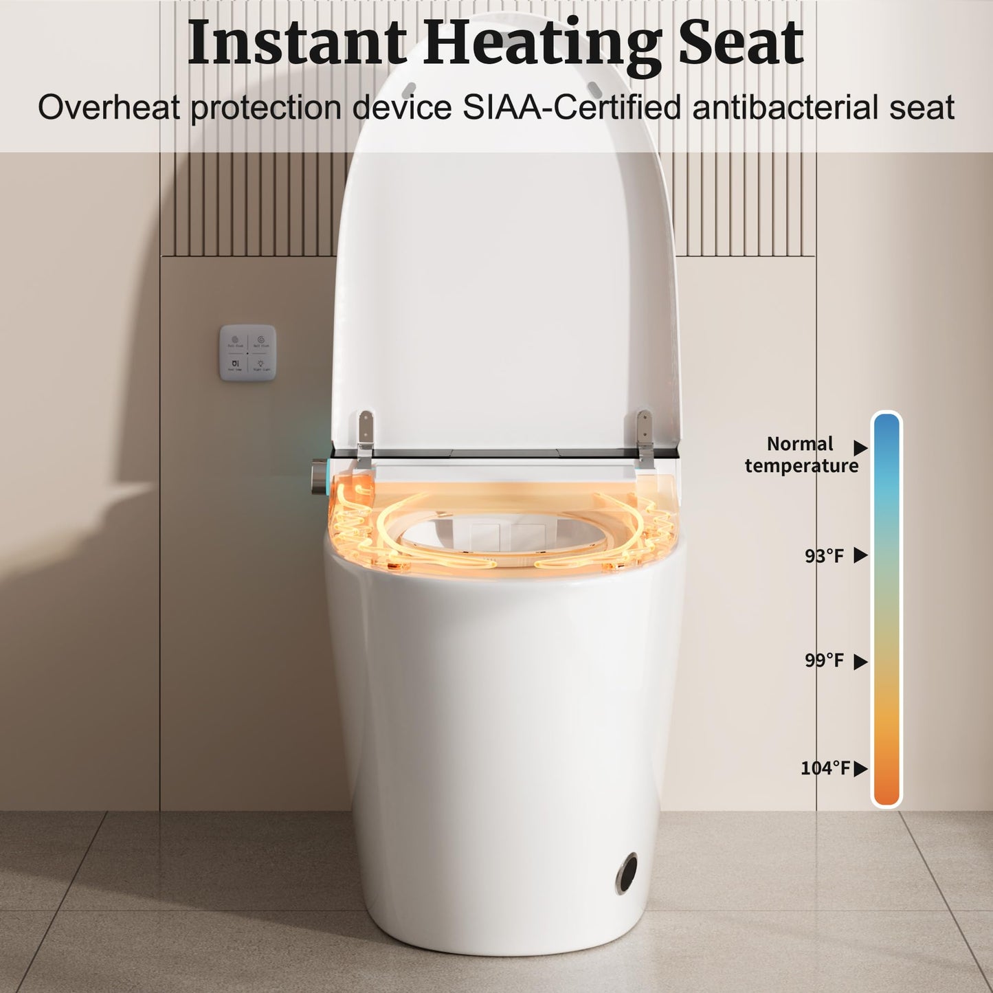 Smart Toilet with Auto Flush and Heated Seat, Electric Tankless Toilets with Dual Flush Remote - Pre-Wetting, One Piece Toilet for Bathrooms Soft-Close Seat & Lid, Night Light, LED Display