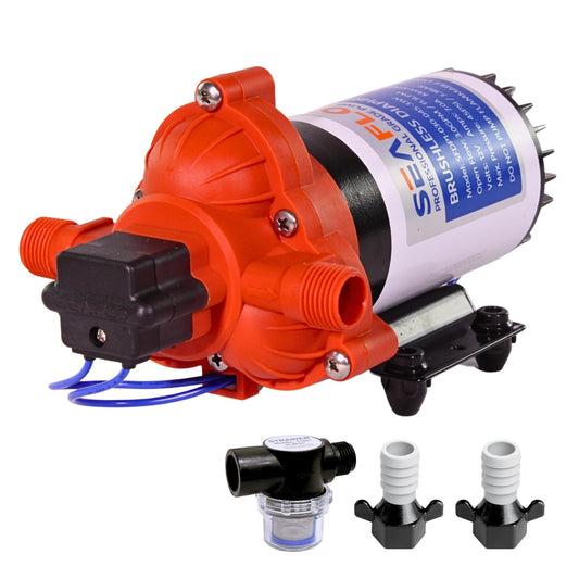 SEAFLO 33W Series 12V DC Brushless Automatic Demand Diaphragm Water Pressure Pump, 3.0 GPM, 45 PSI, Ultra Quiet Operation, Self-Priming, Overload Protection, NSF & UL Certified, 4 Year Warranty