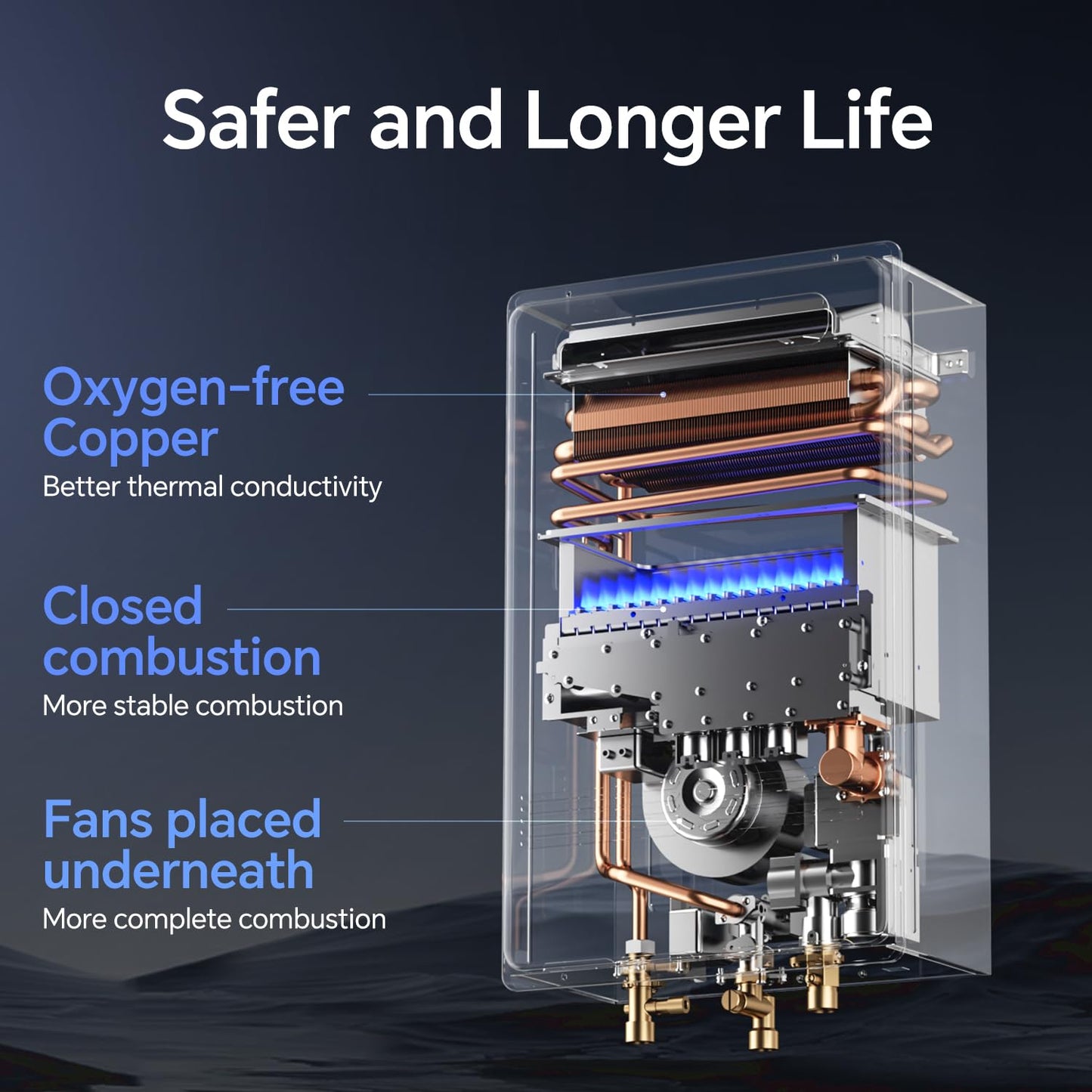 Ranein Natural Gas Tankless Water Heater, Outdoor Max 8.5 GPM, 190,000 BTU Instant Hot Water Heater