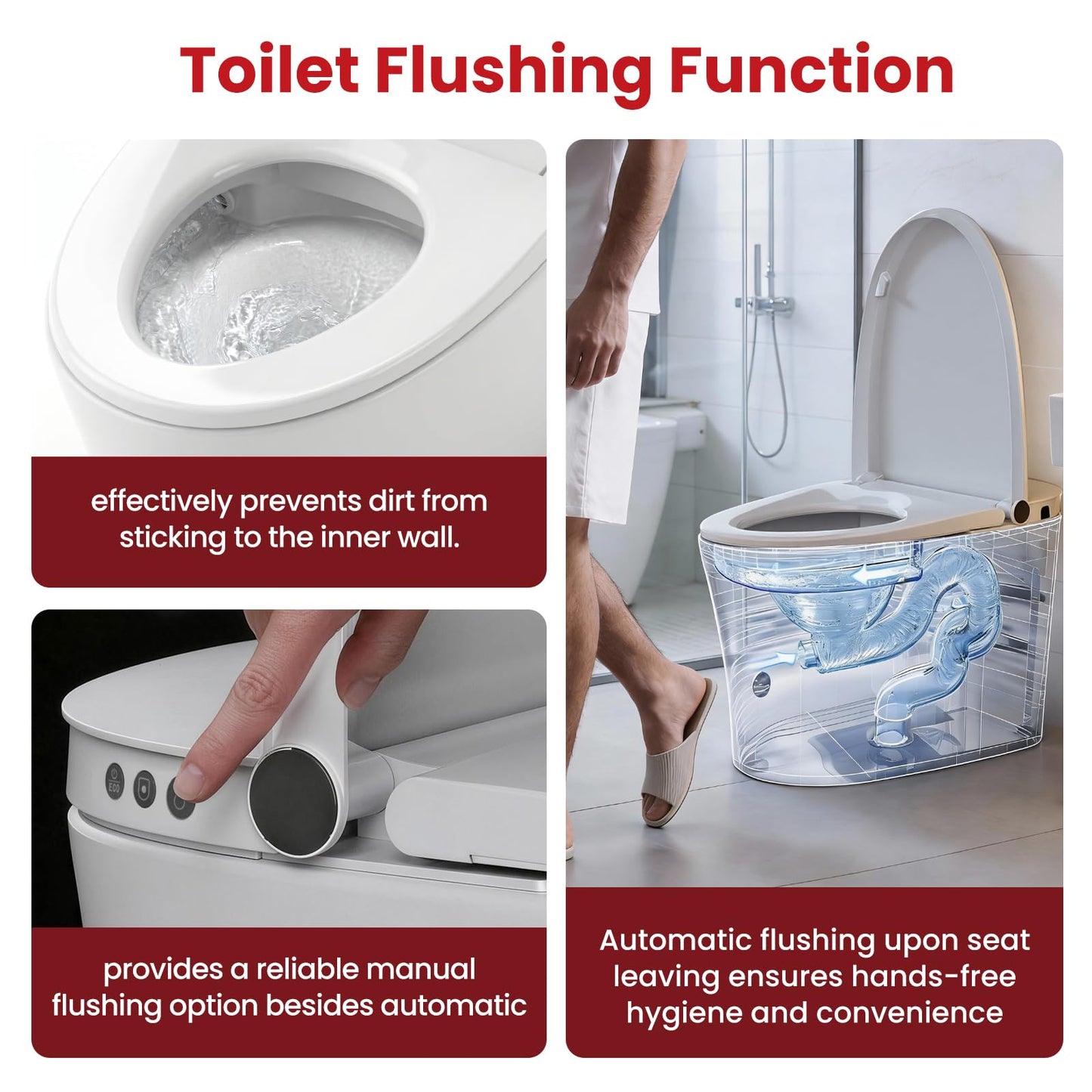 AQUATIZ Toilet with Preliminarily Wetting & Heated Seat – Elongated One-Piece Smart Toilet with Warm Water, Slow-Close Lid and Built-in Water Tank, Easy Installation