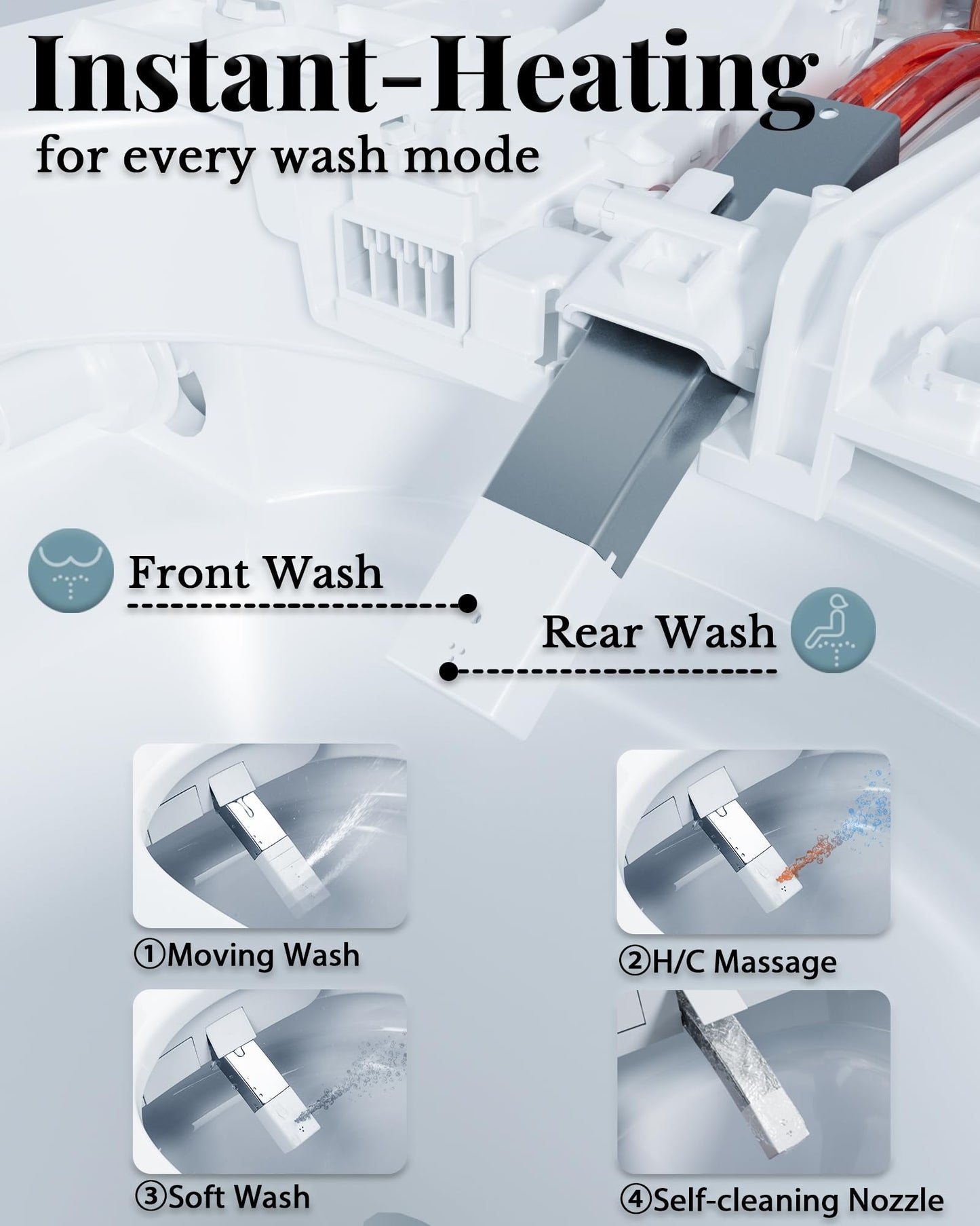 EchosLife Smart Toilet with Bidet Built In, Auto Open/Close Lid & Seat, Microwave Sensor, Auto Flush, ADA Comfort Height One Piece Elongated Toilet with Tank, Heated Seat, Warm Water & Air Dryer