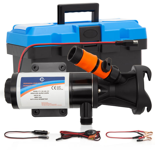 Ceelpeopar Upgraded Macerator Pump for RV, Replace Macerator Pump 18555-000A, 12V 12GPM Sewage-Pump, Self-Priming, Use for Campers, Kitchen, and Bathroom