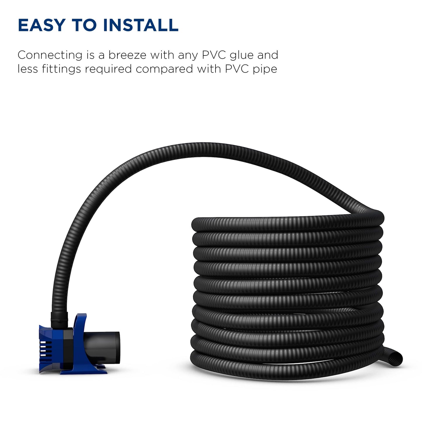 Alpine Corporation 50' Flexible PVC Water Pump Hose with 2-Inch Diameter for S-40 Fittings