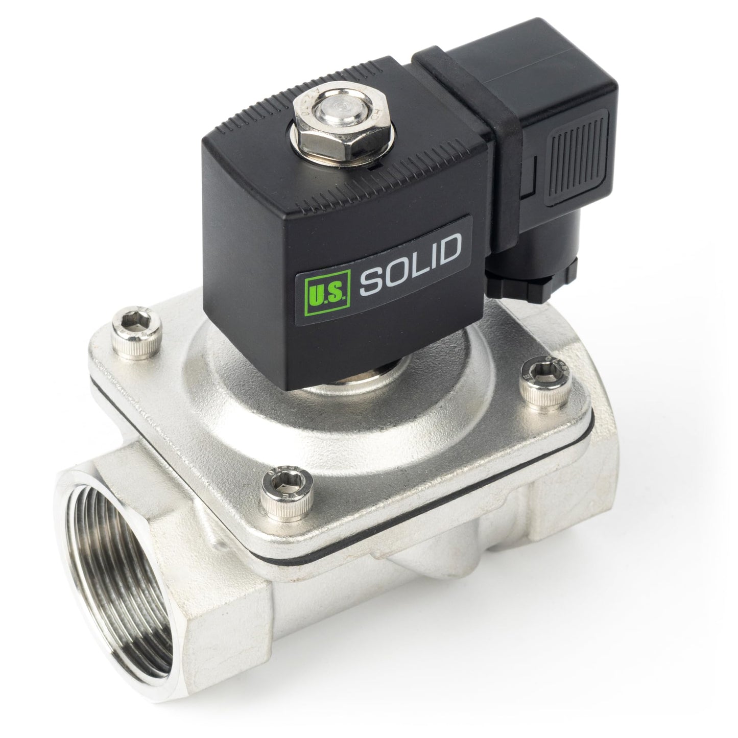 U.S. Solid 1-1/4" Stainless Steel Solenoid Valve - 110V AC Normally Closed Electric Solenoid Valve with Viton Seal, Junction Box Type