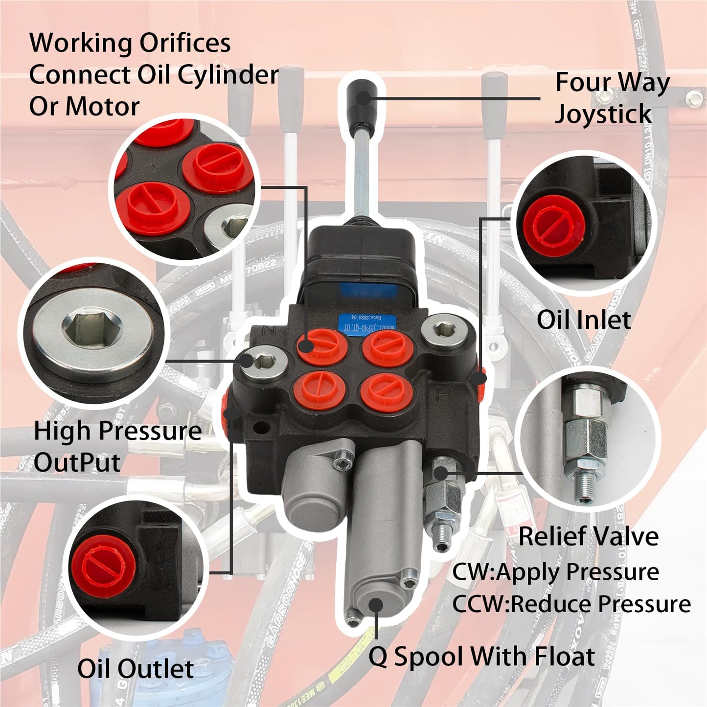 INPANOLS Hydraulic Control Valve with Joystick w/Float, 2 Spool 11GPM Hydraulic Directional Valve for Log Splitters, Tractors Loaders