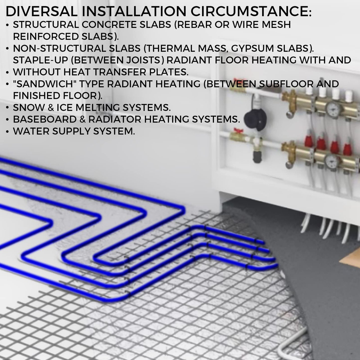 VEVOR Oxygen Non-Barrier PEX Tubing 500 Ft Blue 3/4 Inch PEX Pipe Radiant Heat Floor EVOH Pex-B Heat Durable Plumbing Flexible for Residential Commercial Heating Plumbing
