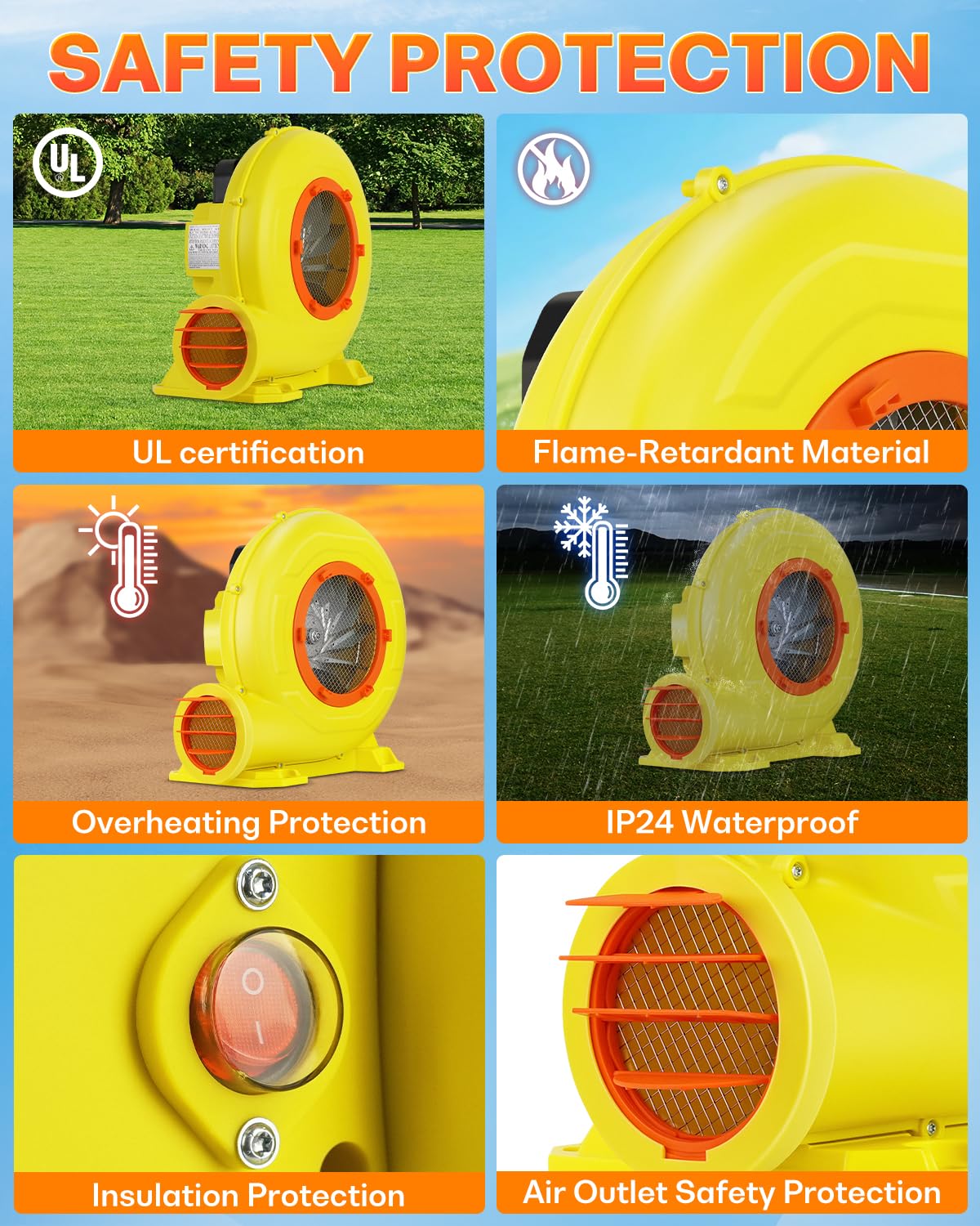CooTentler Bounce House Blower for Inflatables, 1200W 1.6HP Powerful & Portable Fan Pump for Inflatable Bouncy Castle, Jumper, Bubble House, Water Slide