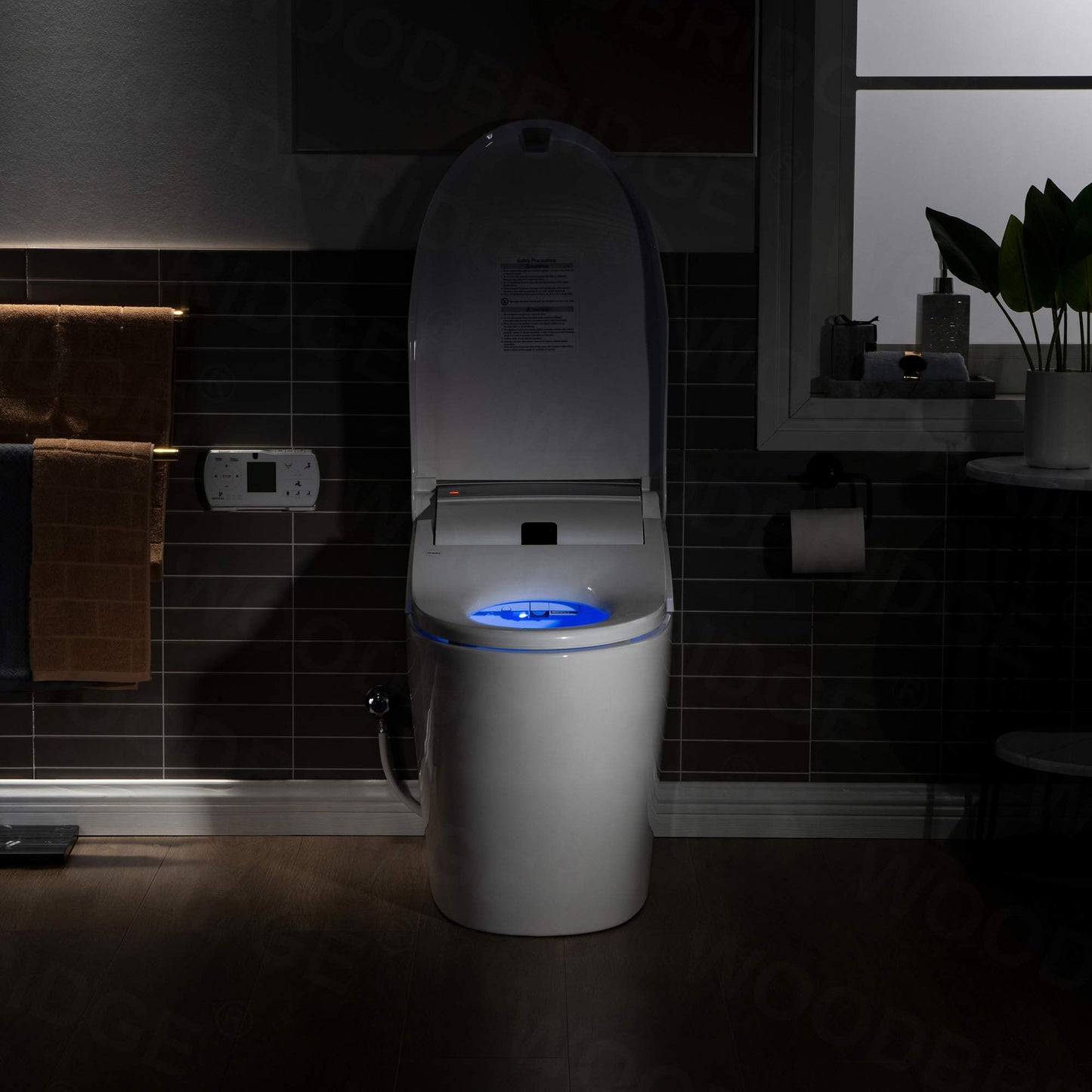 WOODBRIDGE B0960S Auto Flush, Auto Open & Auto Close, 1.28 GPF Single Flush Toilet with Intelligent Smart Seat and Wireless Remote Control, Chair Height