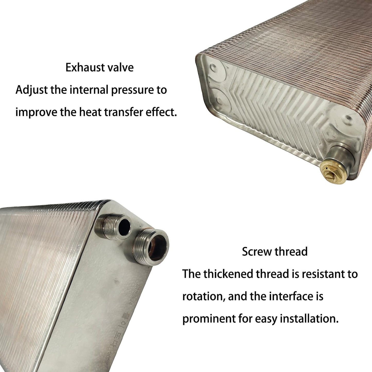 INTBUYING 100 Plate Heat Exchanger Water to Water Brazed Plate Heat Exchanger SUS304 Stainless Steel Heat Exchanger for Water Heating Floor Heating