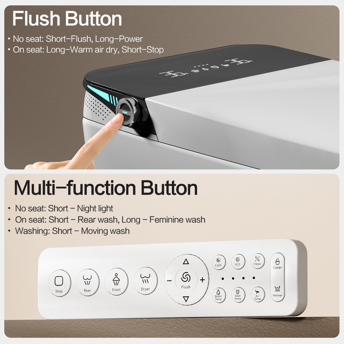 Smart Bidet Toilet, One Piece Elongated Heated Toilet with Auto Open Close,Auto Flush,Foot Sensor,Warm Water Wash,Air Dryer,Self-Cleaning Nozzle,ADA Compliant Height, Tankless Modern Bathroom Toilet