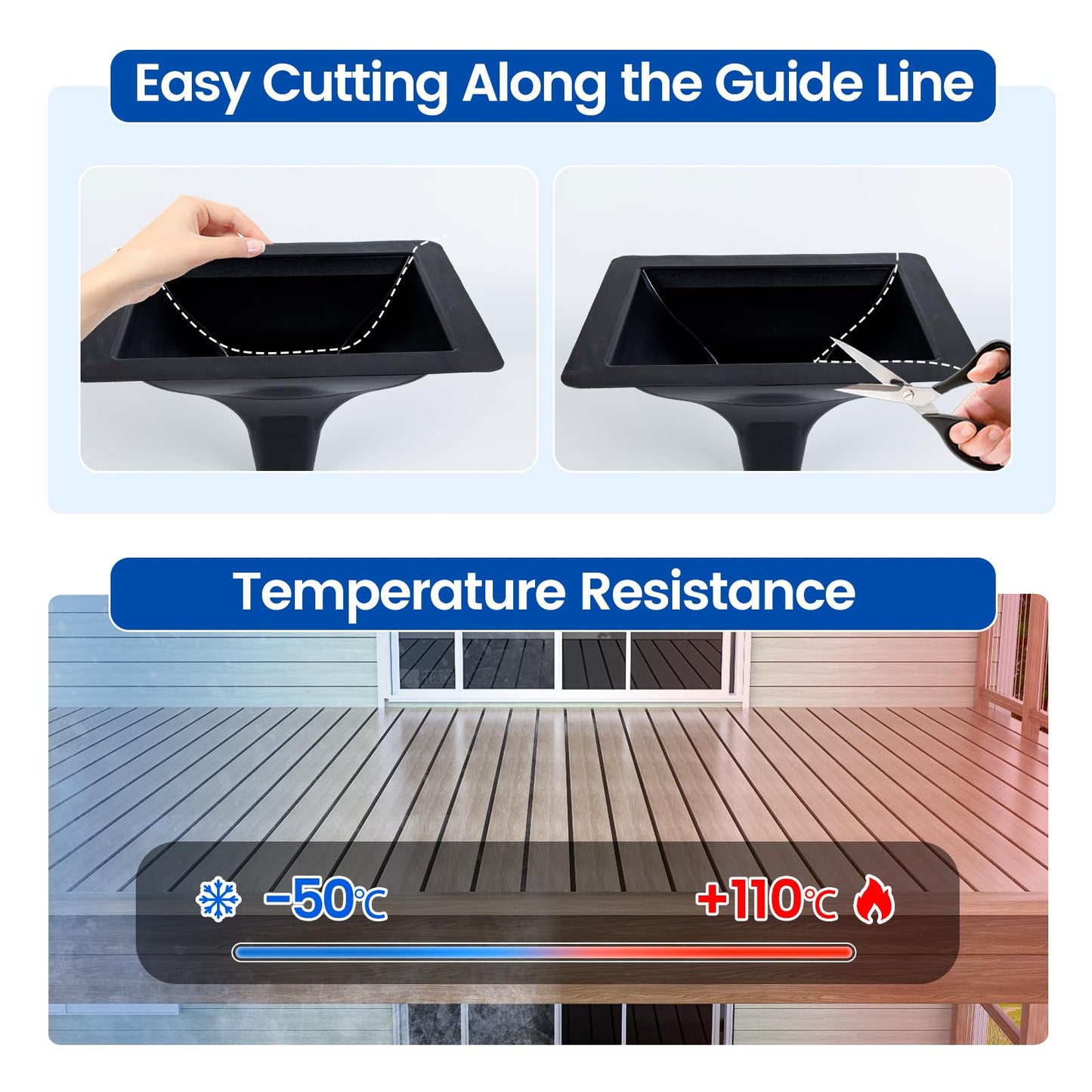 Muzata 12PCS Black Under Deck Drainage System Downspout PE Easy Installation Rain Drain for 12"/16" Joist Spacing M078