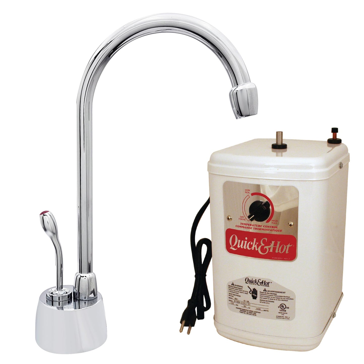 Westbrass D271H-26 Velosah 9" 1-Handle Hot Water Dispenser Faucet with Thermostatic Hot Water Tank, Polished Chrome