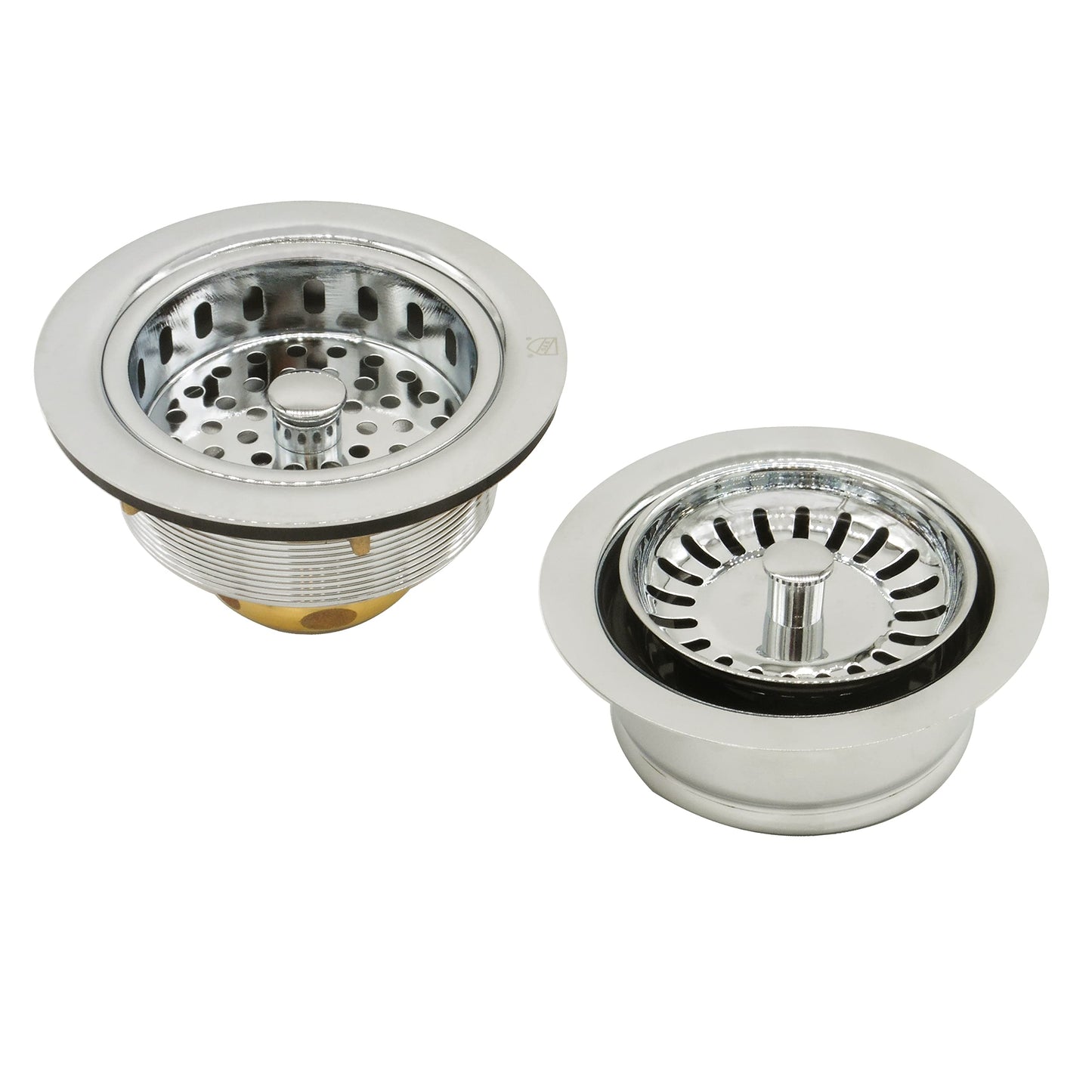 Westbrass CO2165S-05 COMBO PACK 3-1/2" Post Style Large Kitchen Sink Basket Strainer and Waste DisposalDrain Flange with Basket Strainer, Polished Nickel