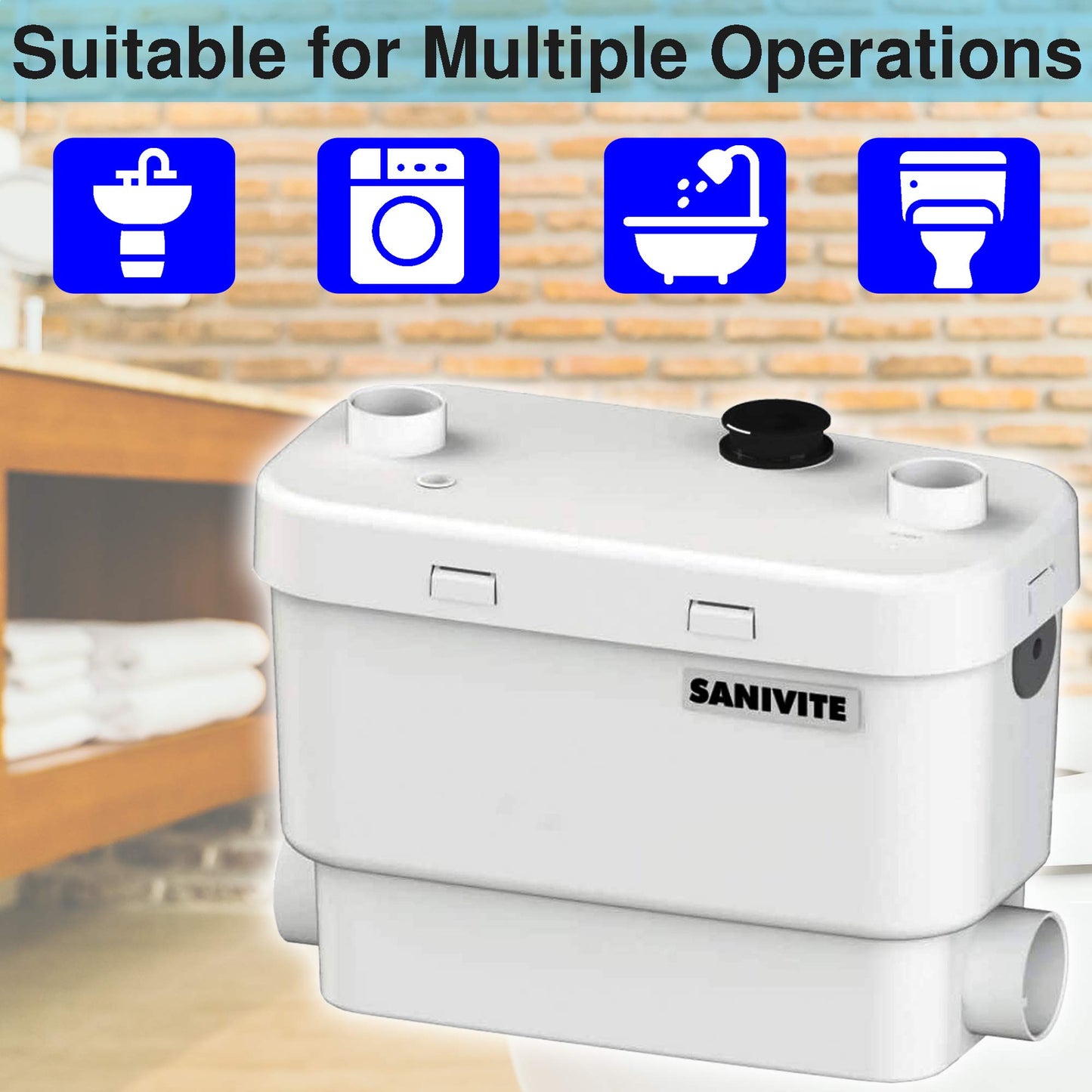 Saniflo SANIVITE Gray Heavy Duty Water Basement Bathroom Pump | Perfect Quiet Solution | Macerating Toilet System | Pump up Toilet System | Saniflo Upflush Toilet System