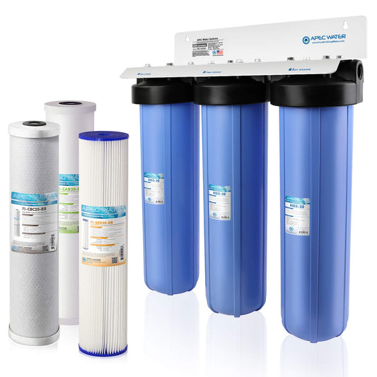 APEC Water Systems 3-Stage Whole House Water Filter System with Sediment, GAC Carbon and Carbon Block Filters (CB3-SED-CAB-CBC20-BB)
