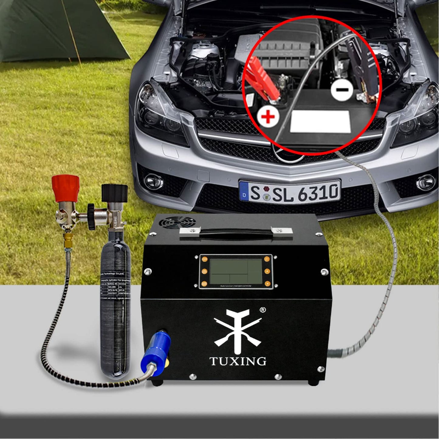 TUXING PCP Air Compressor 4500Psi, Auto-Stop High Pressure Compressor, Equipped with Water Cooling System, Scuba Diving Tank Pcp Air Rifles Charging 110V (‎TXET063)