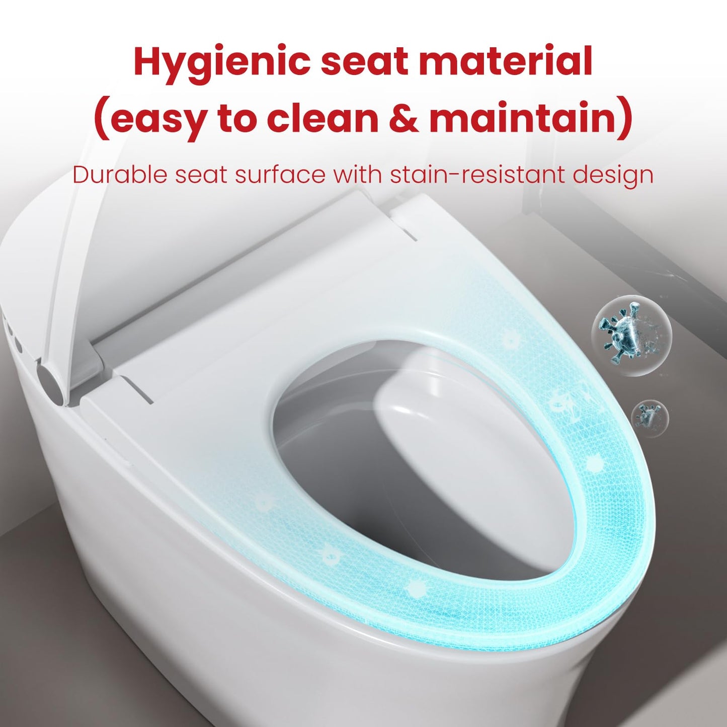 AQUATIZ Toilet with Preliminarily Wetting & Heated Seat – Elongated One-Piece Smart Toilet with Warm Water, Slow-Close Lid and Built-in Water Tank, Easy Installation
