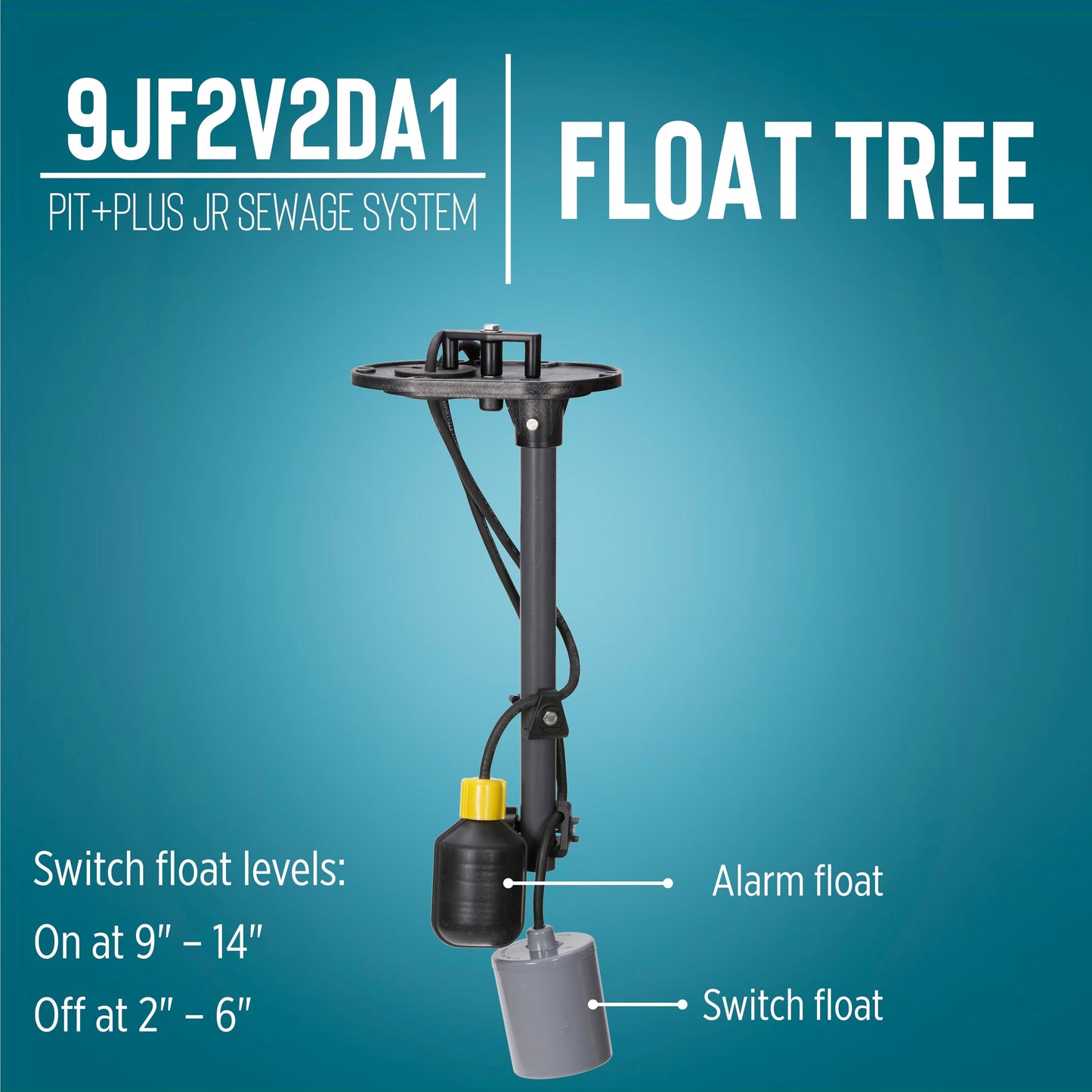 Little Giant 9JF2V2DA1 Pit Plus JR Sewage Basin System with 115V, 4/10 hp, 6000 gph 9SC-CIM Sewage Pump, Float Switch with 20-Ft. Cord, 2-In. Vent/Discharge,and Alarm, Green/Blue/Black, 509674
