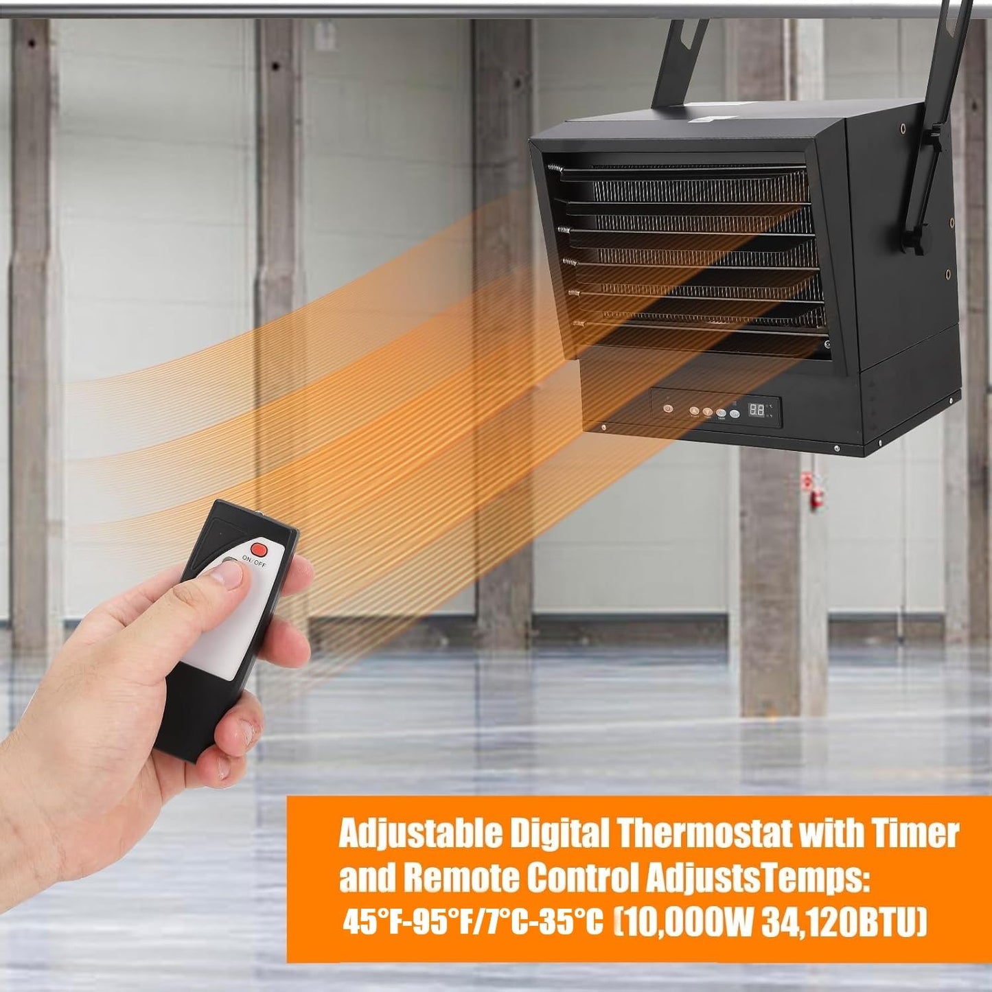 10000W Garage Heater 240V Digital Fan-Forced Wall Mount Shop Heater with Full-Function Remote, Hardwired Shop Heater with 12H Timer, Overheat Protection, Ideal for Garage, Workshop