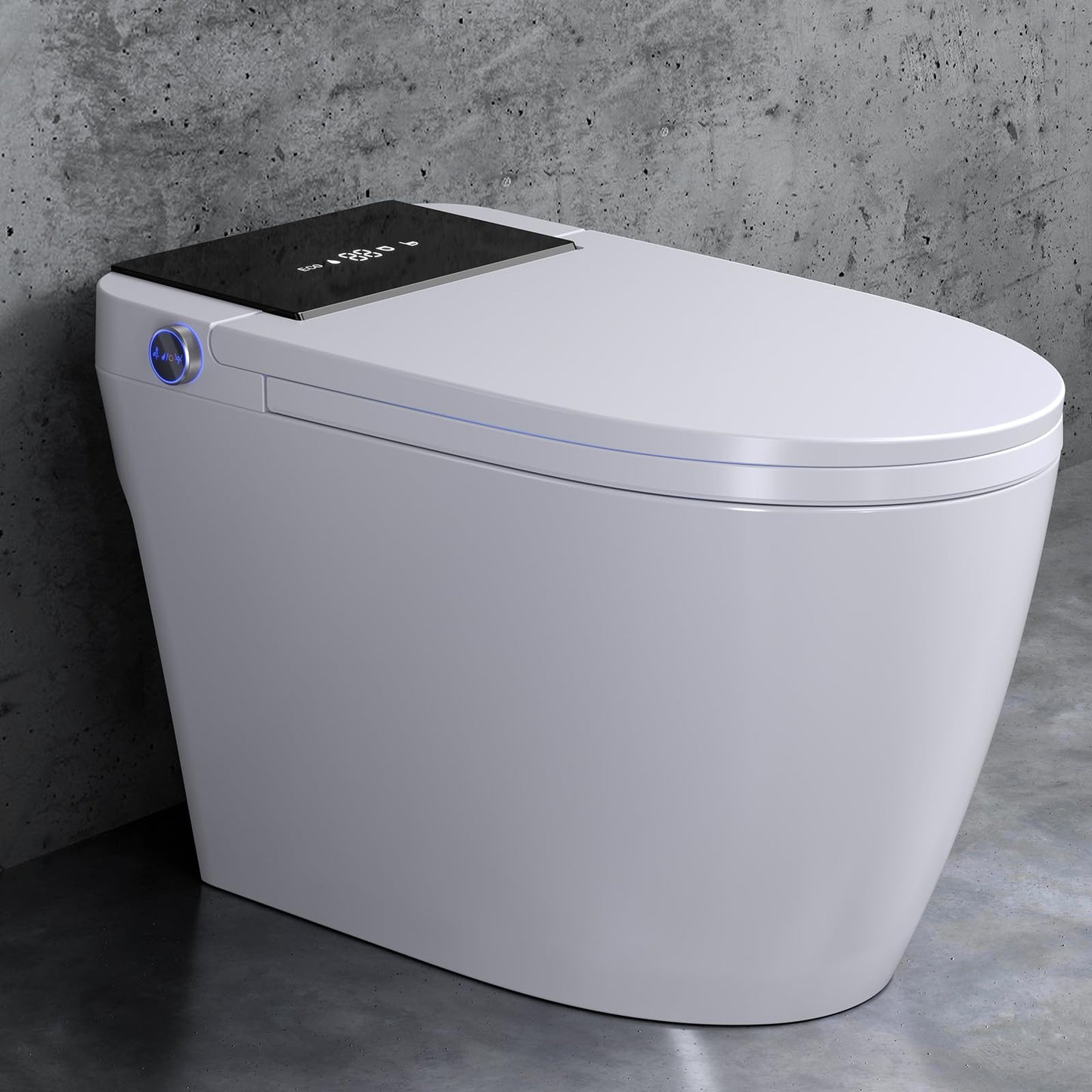 Smart Toilet with Bidet Built In, Heated Seat & Dual Auto Flush, Foot Sensor, Tankless Modern Elongated Electric Toilet with Warm Water Wash, Air Dryer, LED Display & 1000g MaP Flush, 1.28 GPF