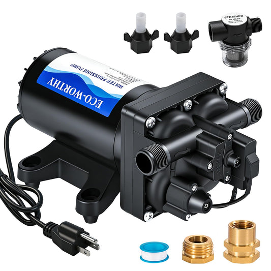 ECO-WORTHY 110V AC Fresh Transfer Diaphragm Water Pump On Demand 5.5GPM 70PSI High Pressure Water Booster Pump 110 Volt with Pressure Switch for Irrigation Garden Hose Sprinkler Home RV