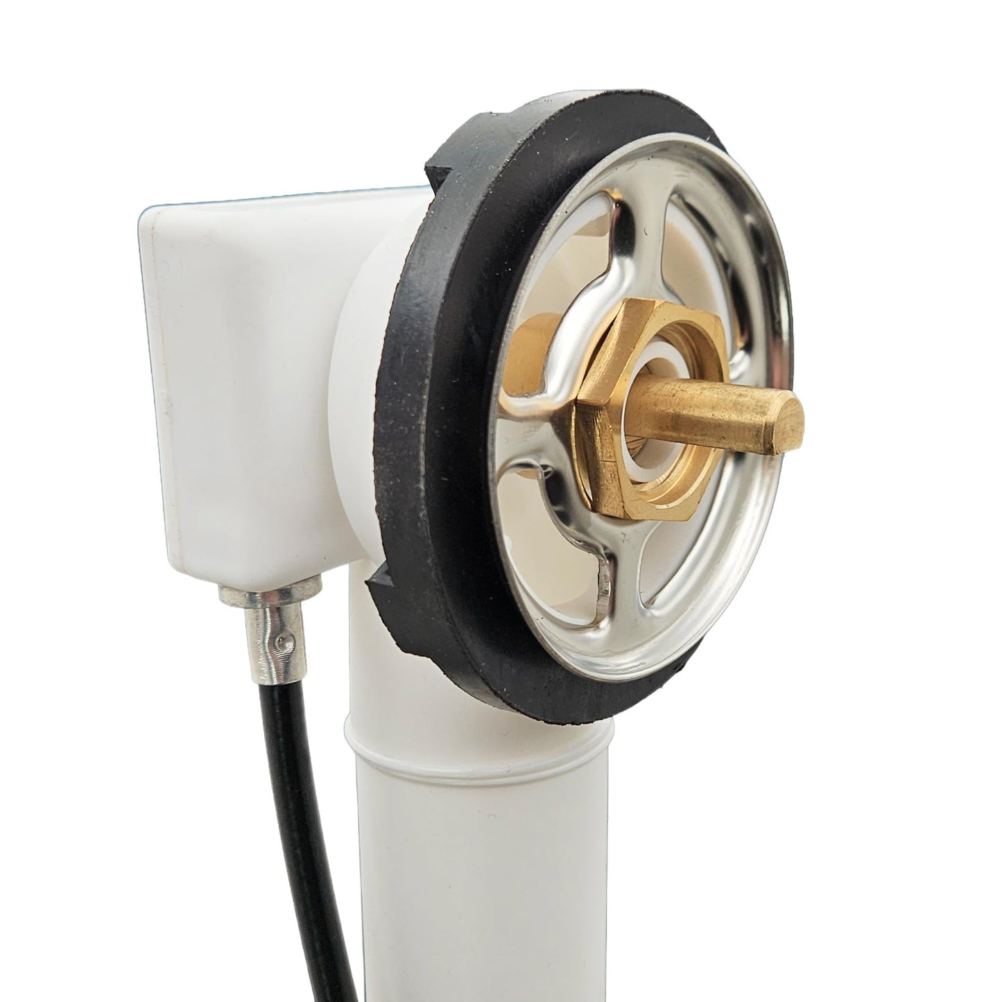Westbrass A50P27TLERE-05 27" Cable Drive Bath Drain Trim Kit with Rotary Overflow Cover Knob, Pop-Up Stopper and Poly Tubular Pipes & Fittings, Polished Nickel