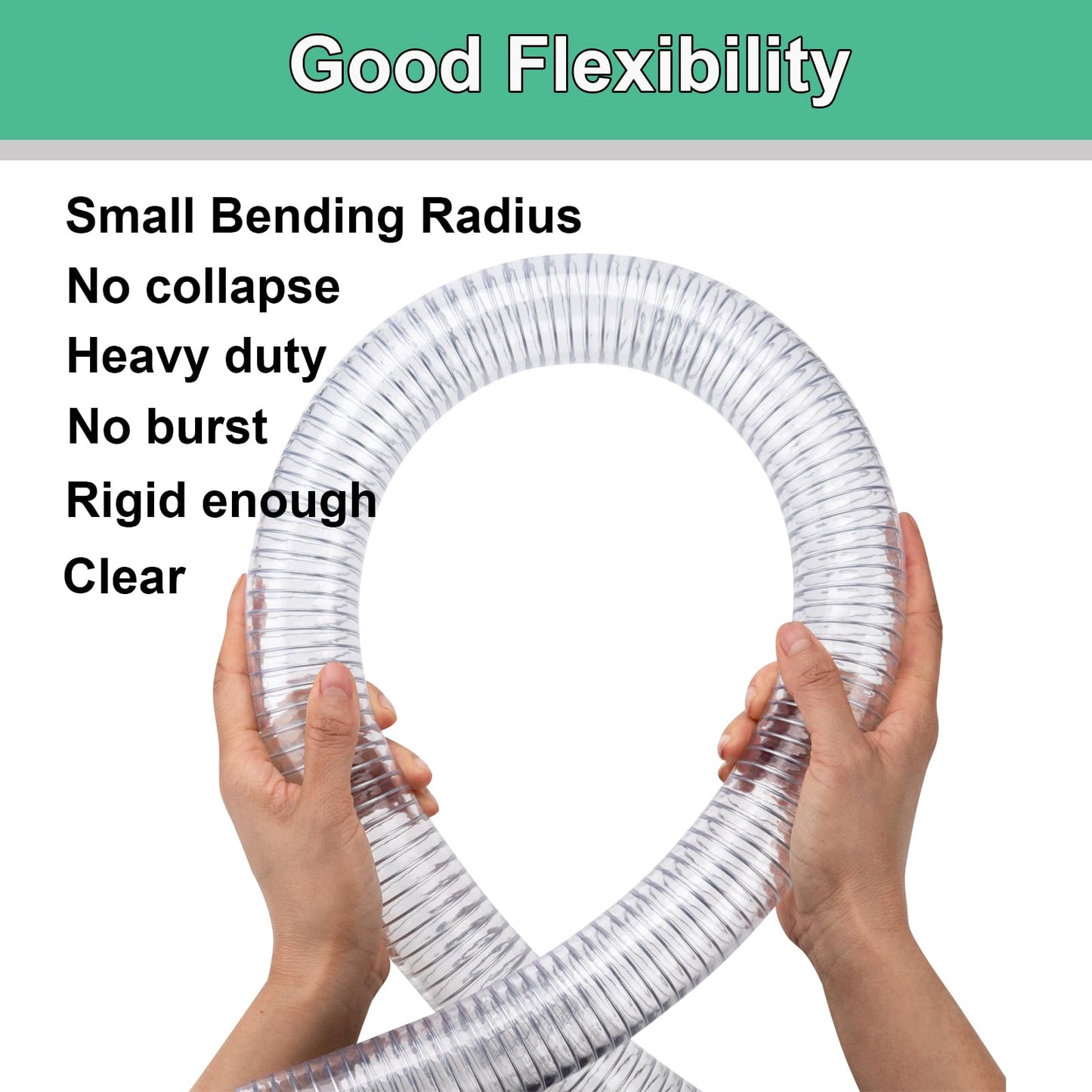 Geowaky 2"id-50ft PVC Reinforced Tubing Steel Wire Suction Flexible Hose Vinyl Tubing Heavy Duty PVC Vacuum Hose Drain Fuel Oil Gas Water for Marine Bilge Pump Pond Spa