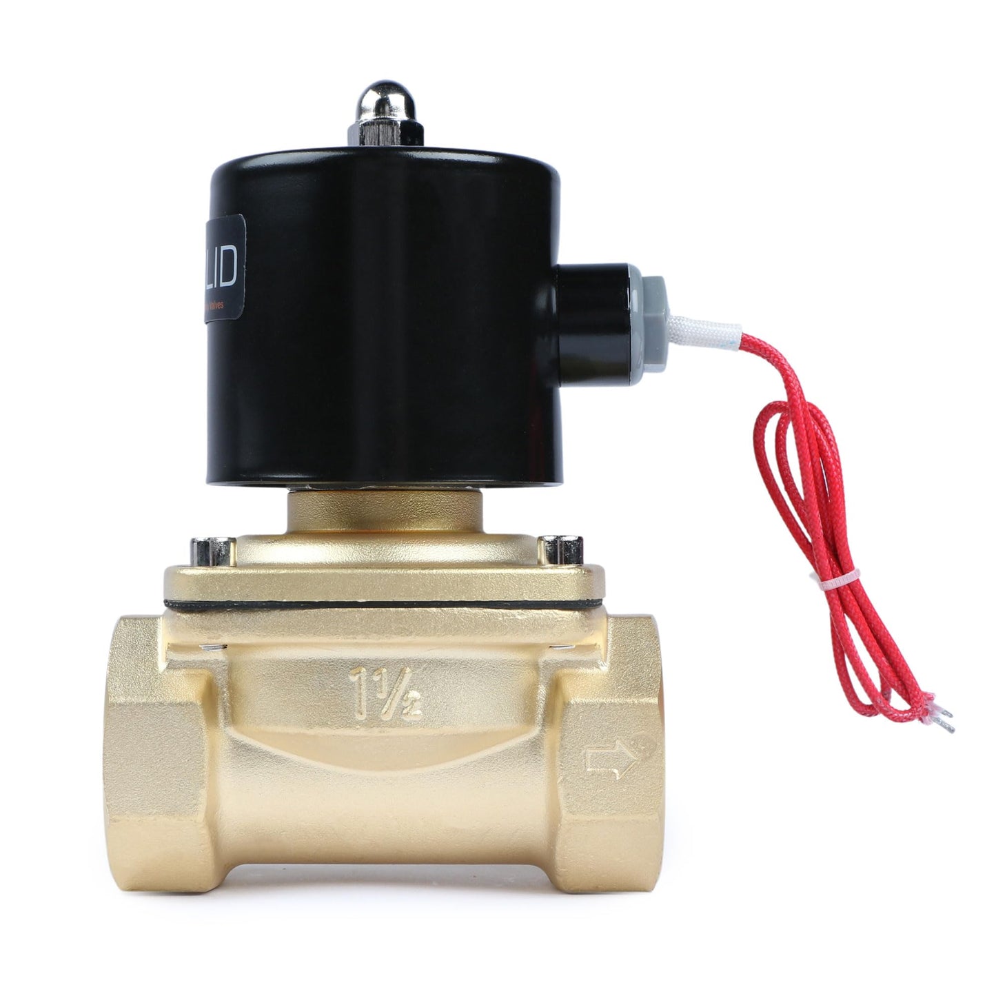 U.S. Solid 1 1/2" Solenoid Valve - 12V DC Brass Electric Solenoid Valve, Normally Closed, Viton Seal