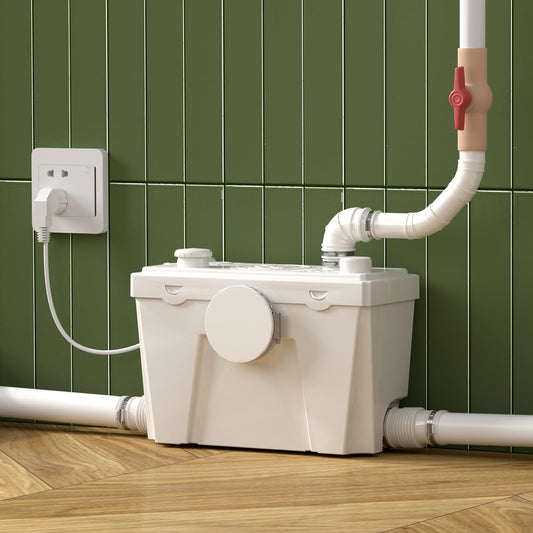 Macerator Pump for Basement Toilet System, Copper Wire Motor Grinder with 4 Water Inlets for Household/Residential Kitchen, Shower, Laundry Waste Water Disposal, 23ft Head Lifting